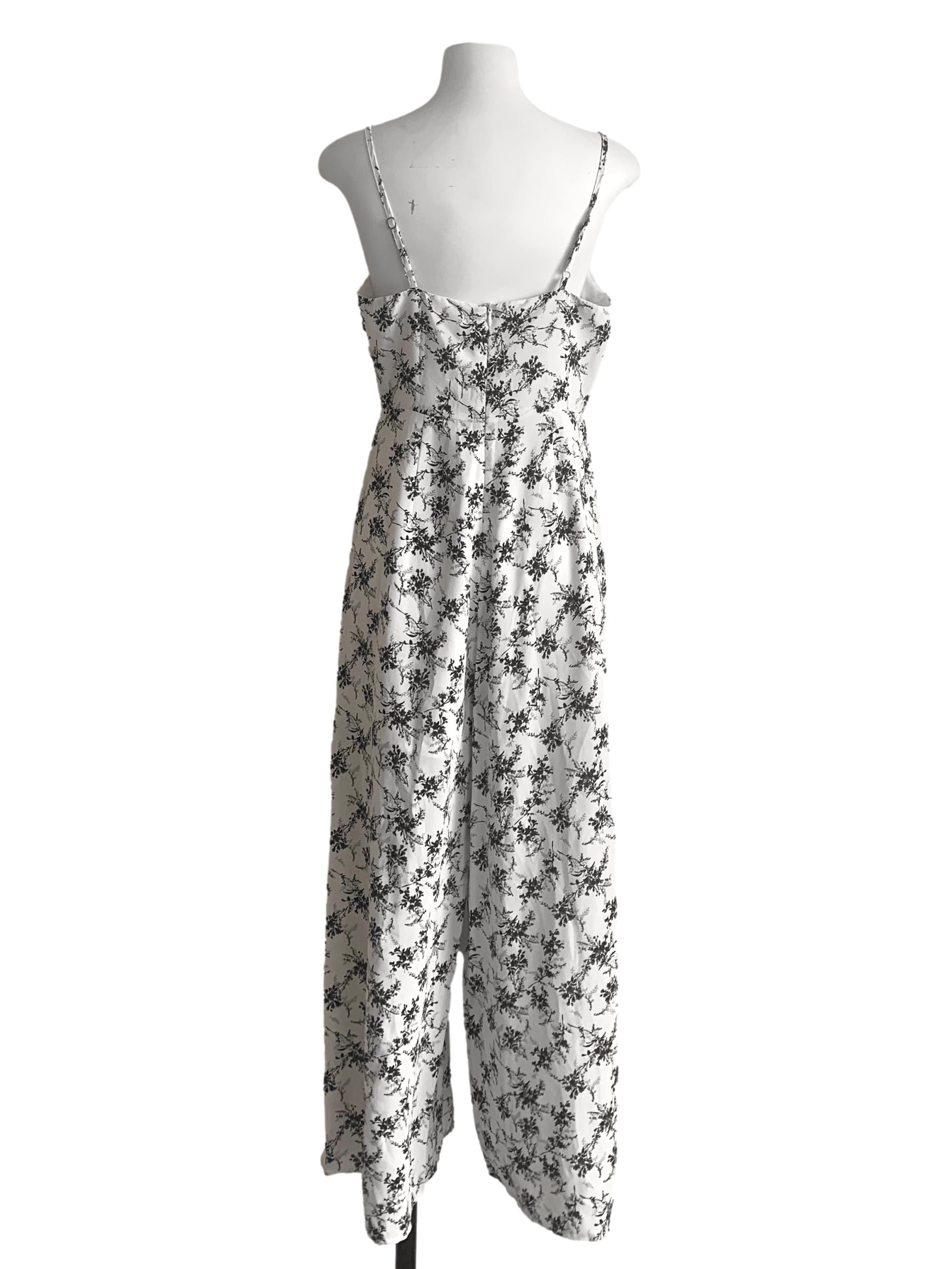 White Flower Pattern Jumpsuit