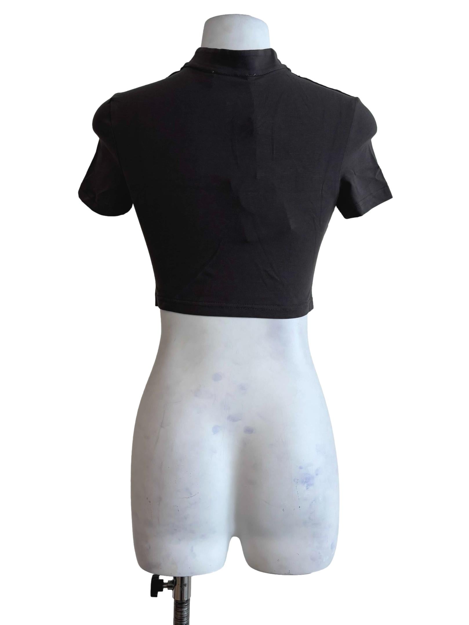Grey Suki Mandarin Collar Crop Top