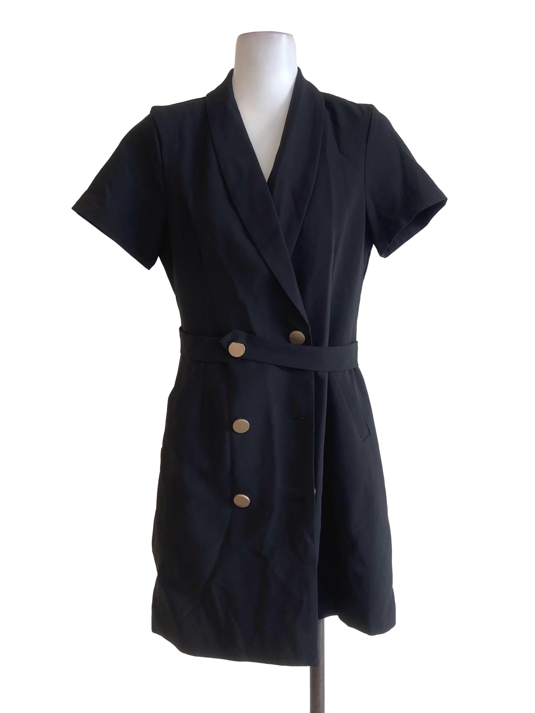 Black Button Down V Neck Shirt Dress