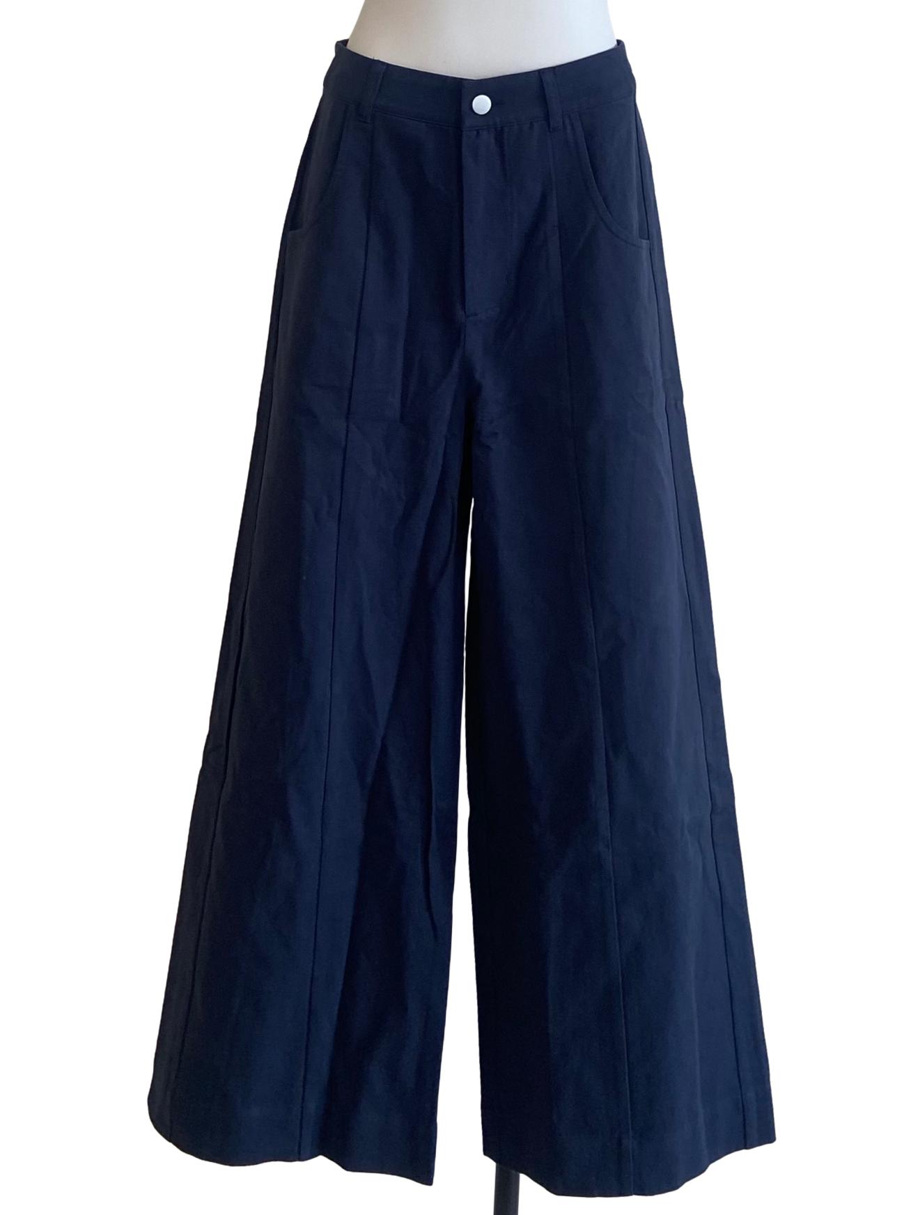 Navy Blue Twill Straight Pants