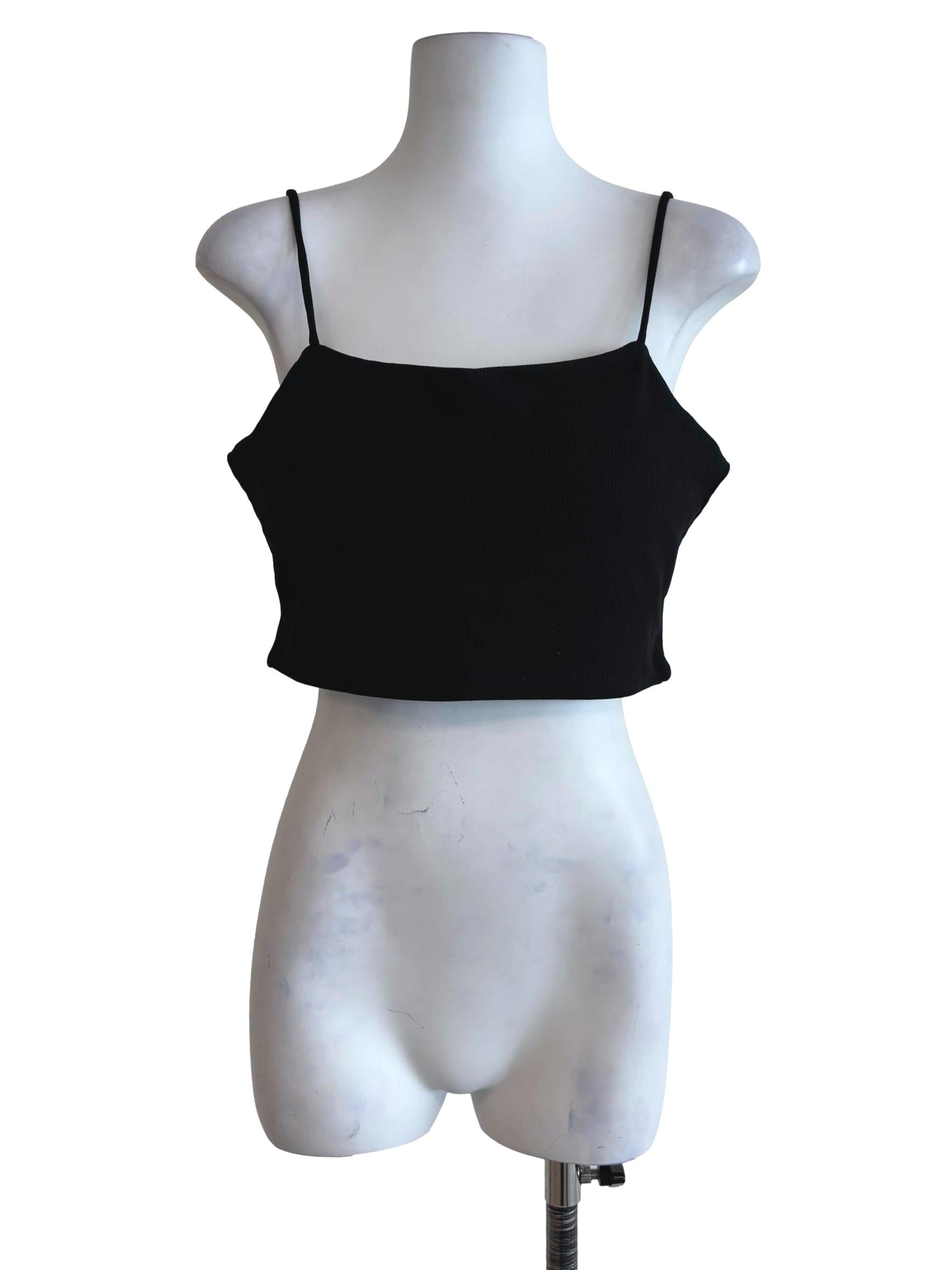 Black Conan Ribbed Padded Spag Top