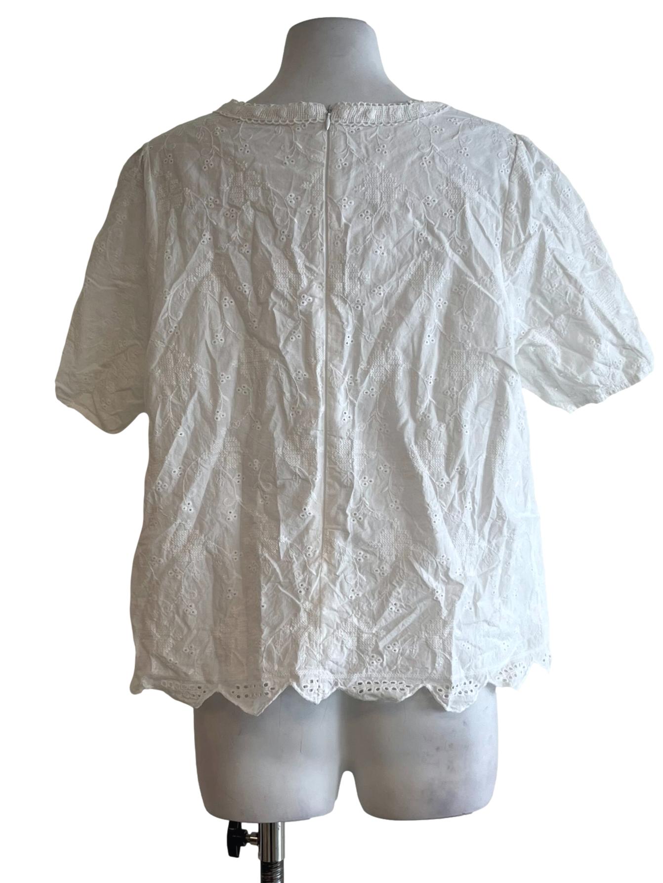 White Square Neckline Blouse