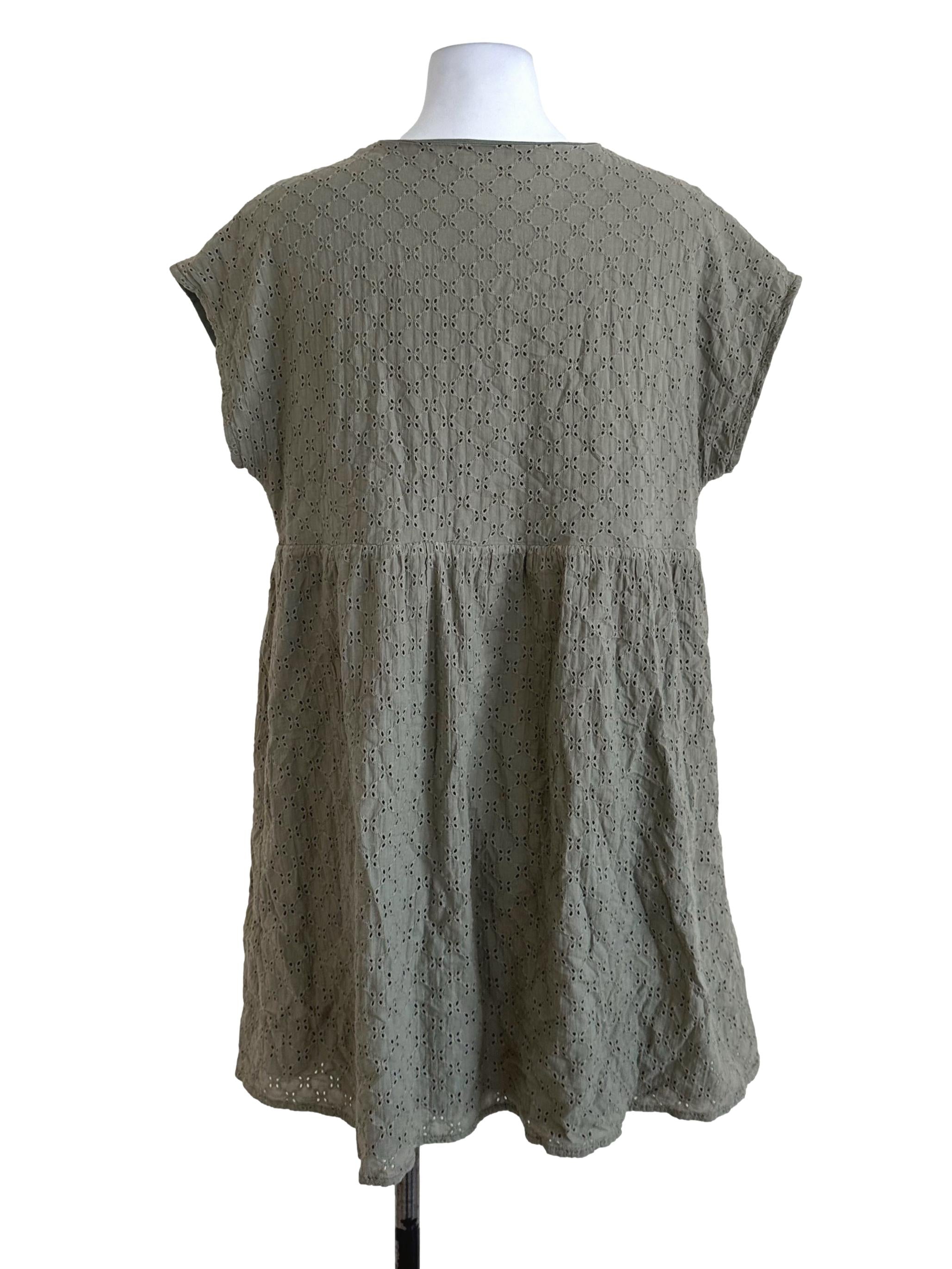 Olive Green Eyelet Embroidery Dress