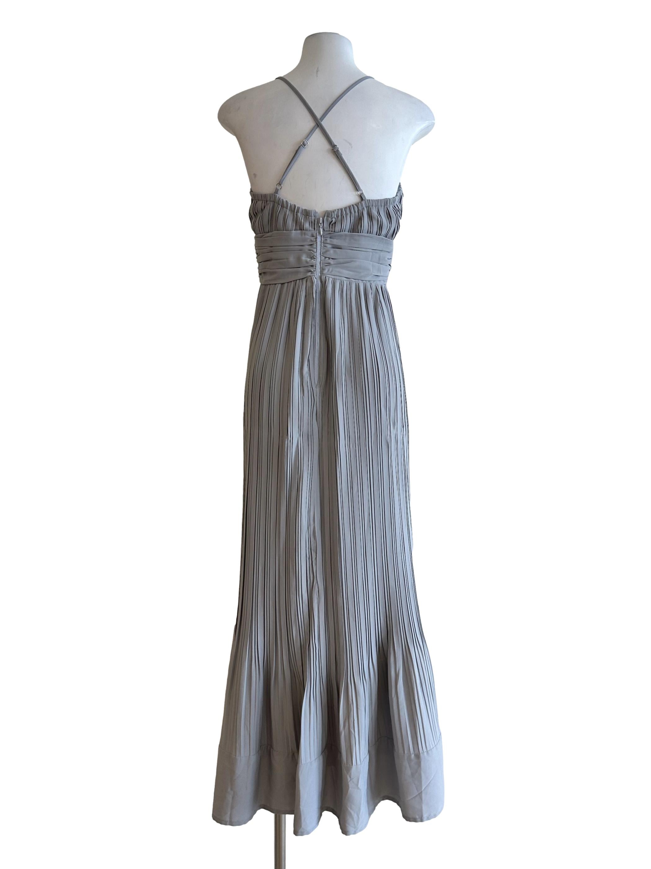 Coin Grey Pleated Halter Strap Dress