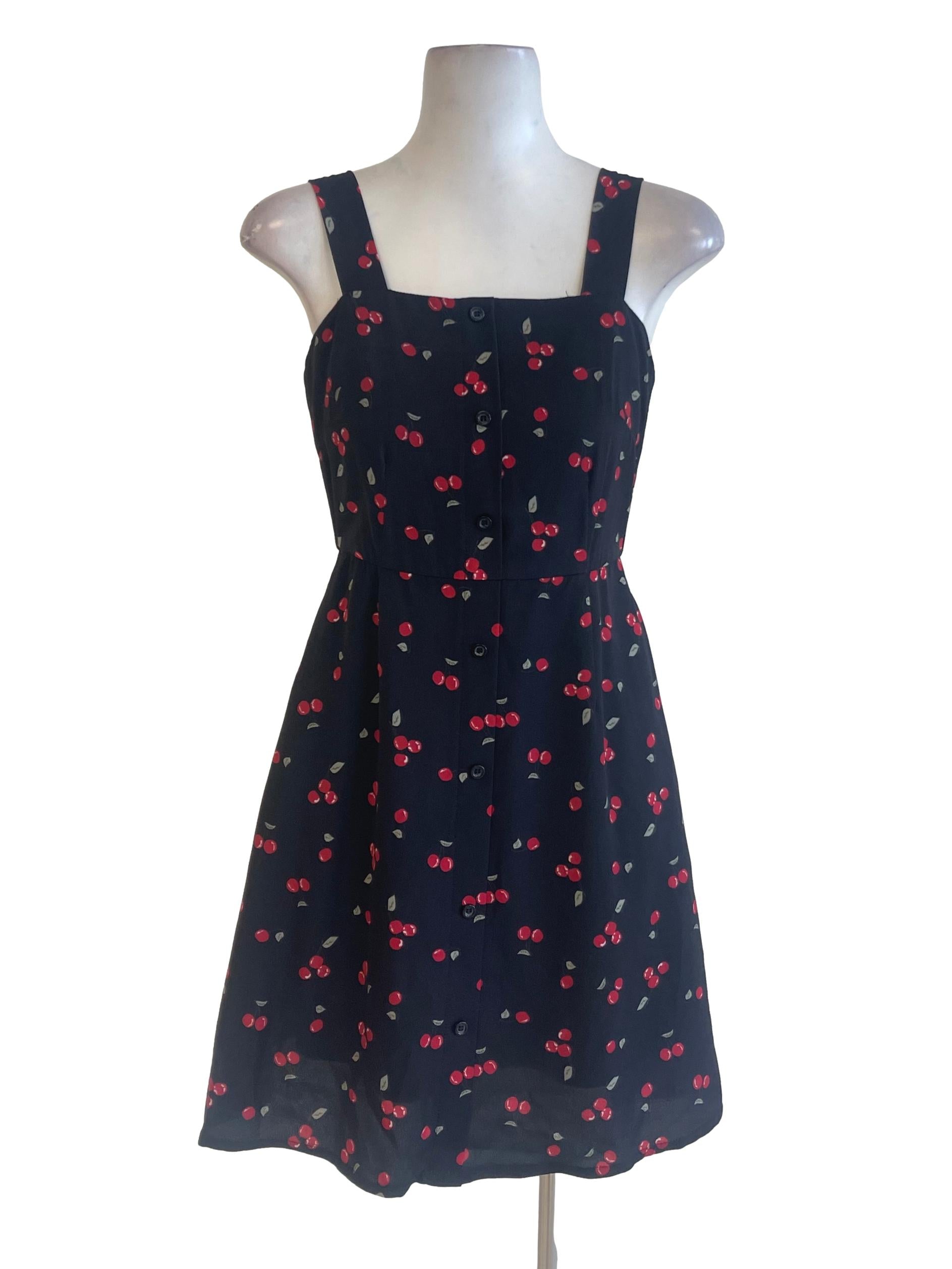 Black Cherry Printed Button Down Apron Dress