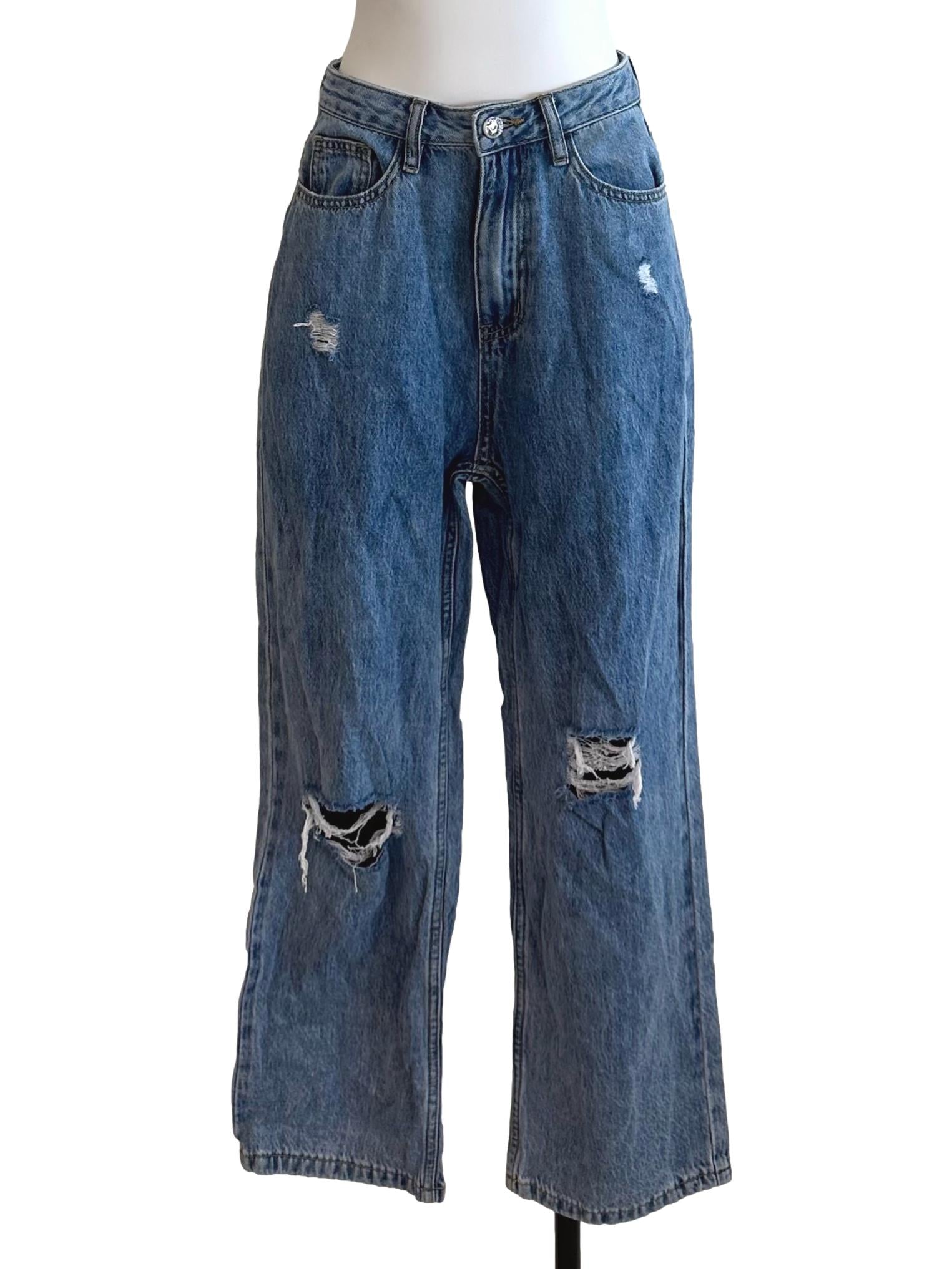 Dark Blue Denim Ripped Jeans