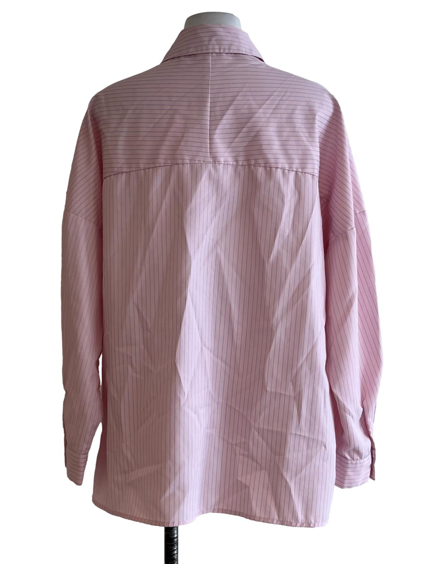 Blush Pink Candy Stripe Button-Down Blouse