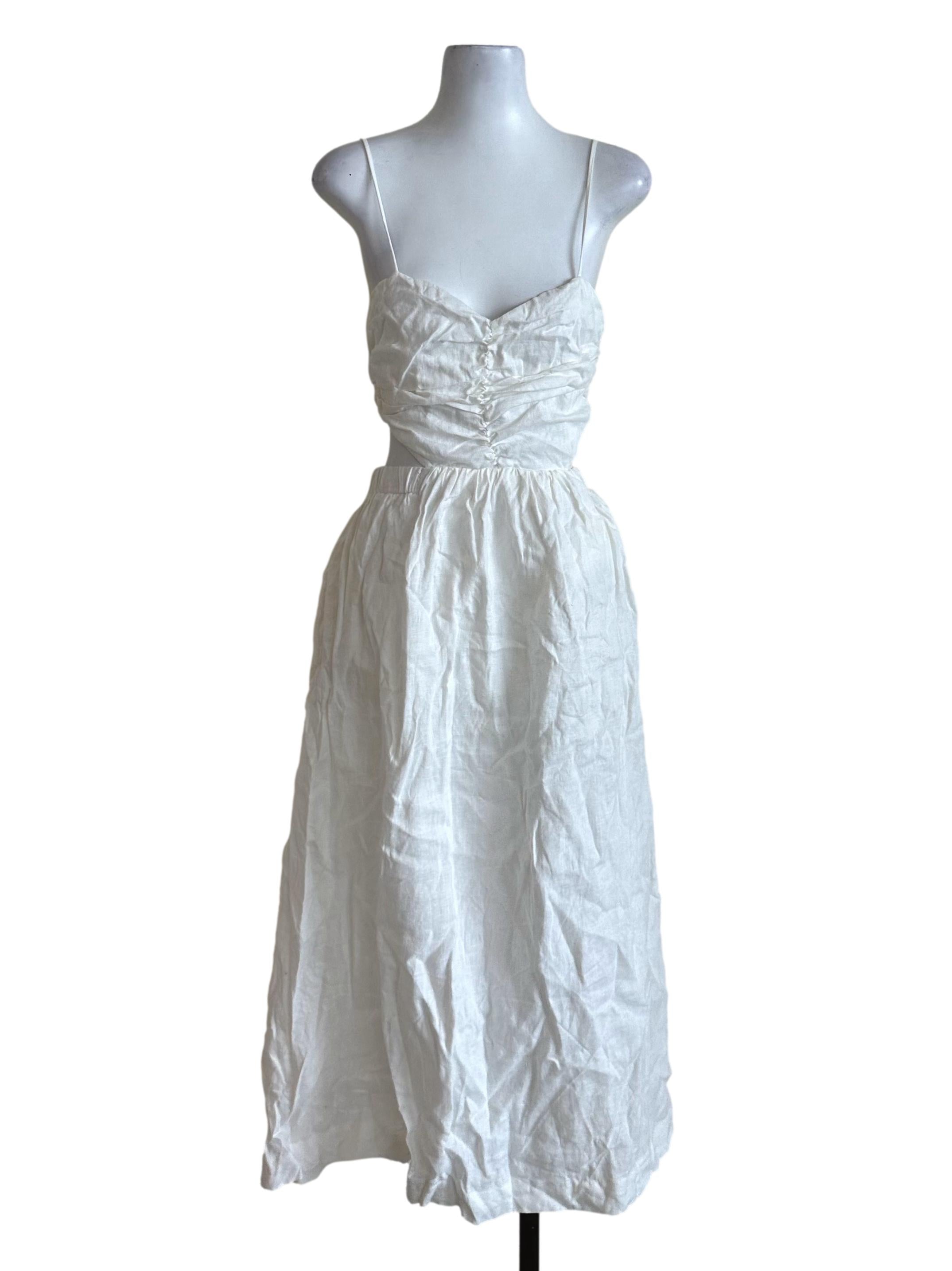 Ivory White Spaghetti Strap Slit Dress TEM