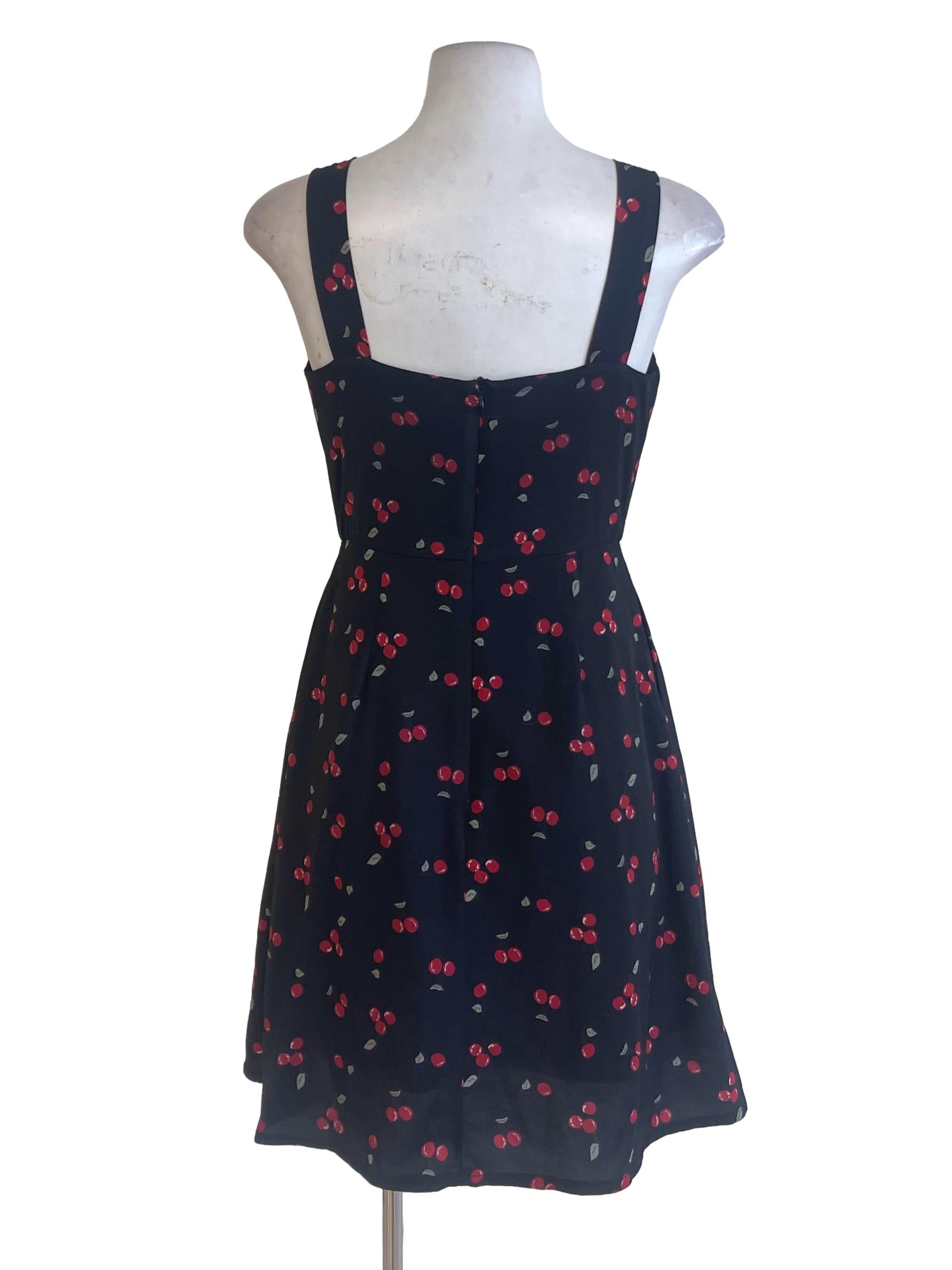 Black Cherry Printed Button Down Apron Dress