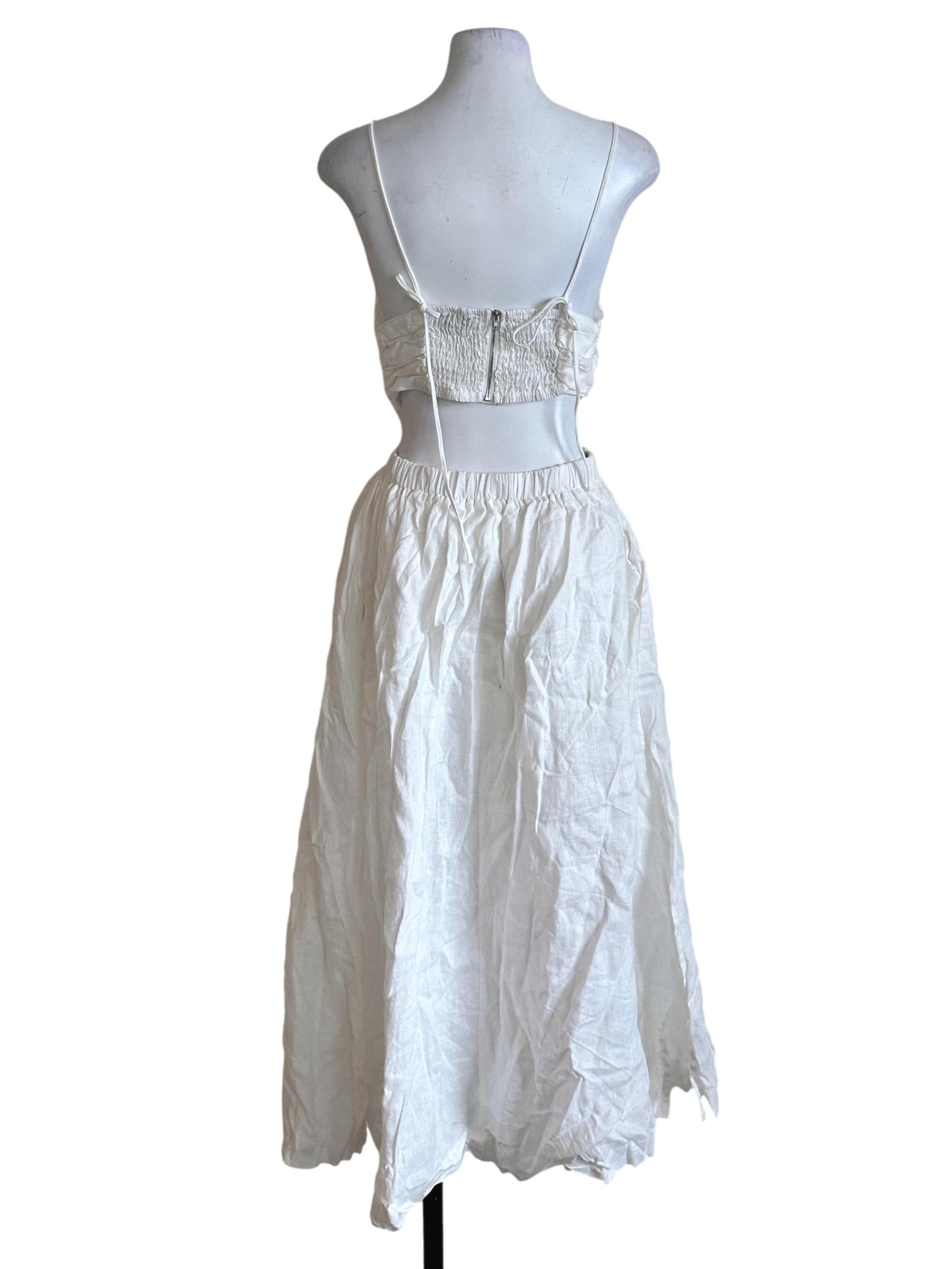 Ivory White Spaghetti Strap Slit Dress TEM