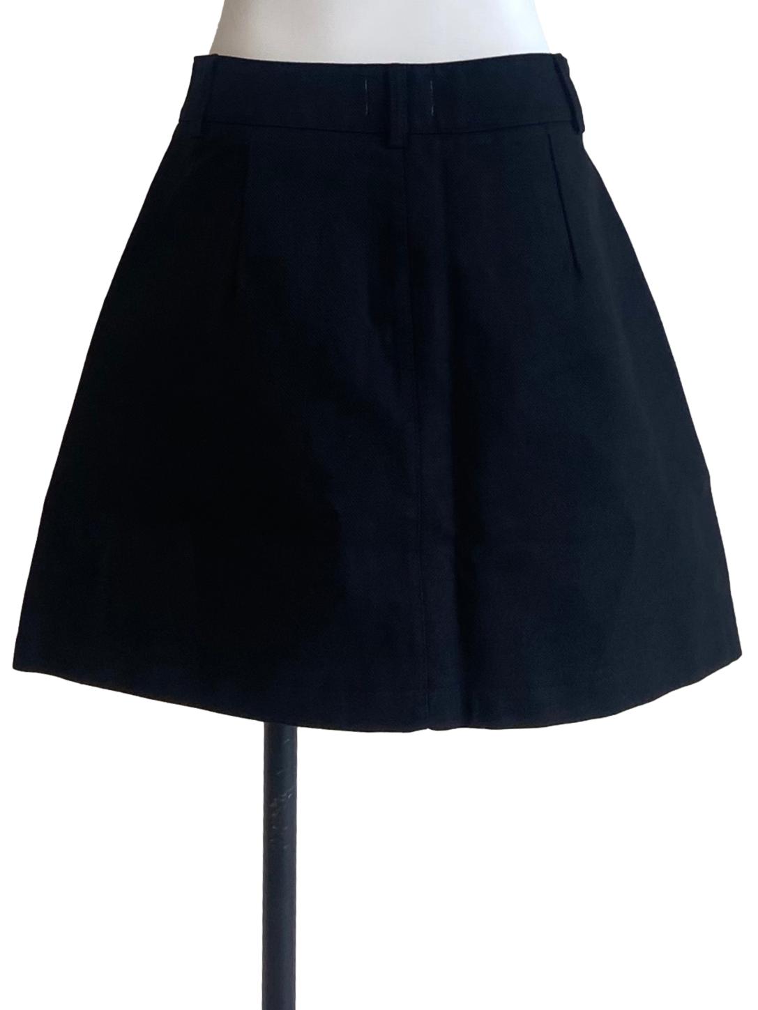 Black Herringbone Mini Jeans Skirt