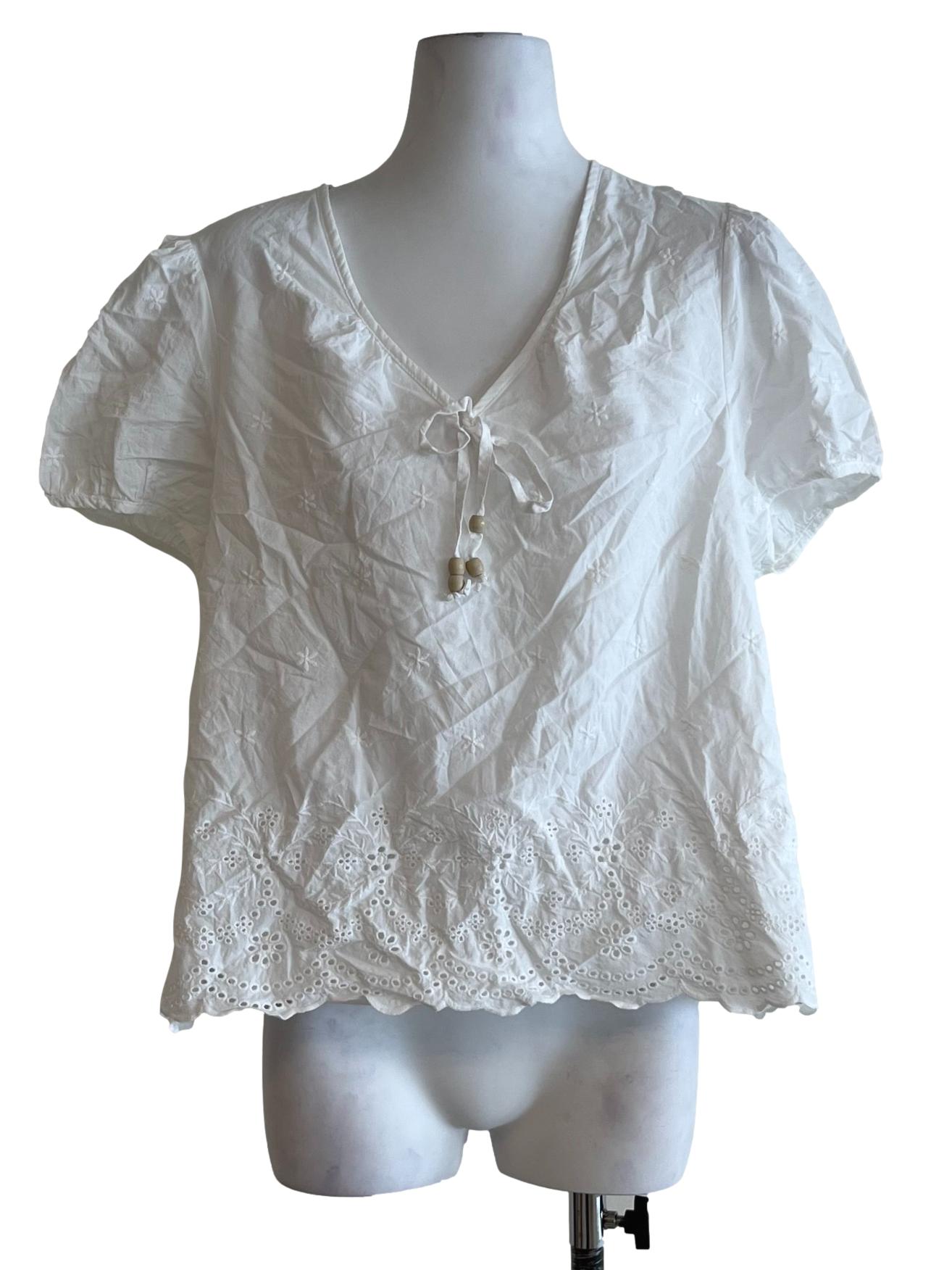 White V-Neckline Blouse