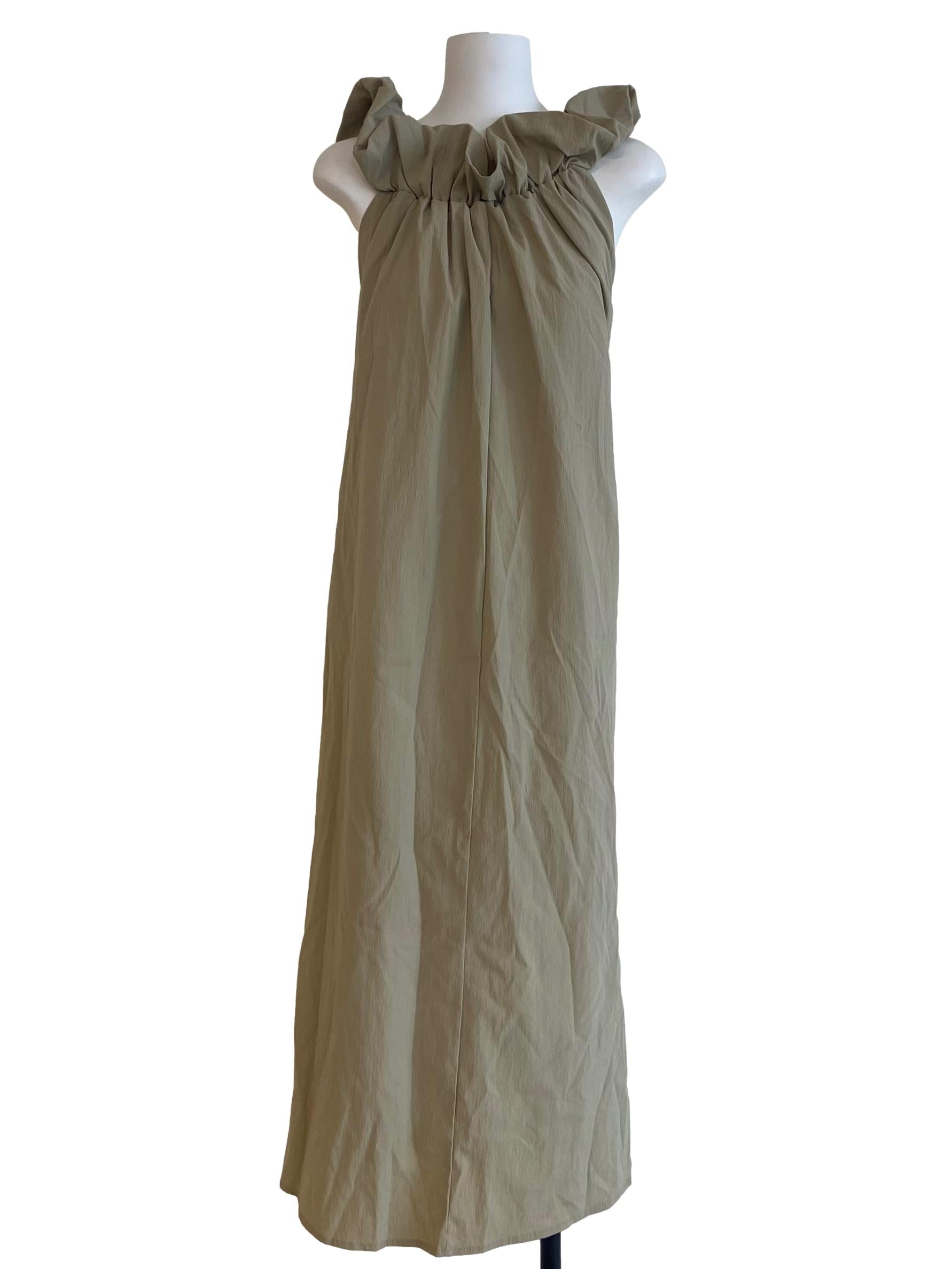Olive Green Ruffle Empire Dress
