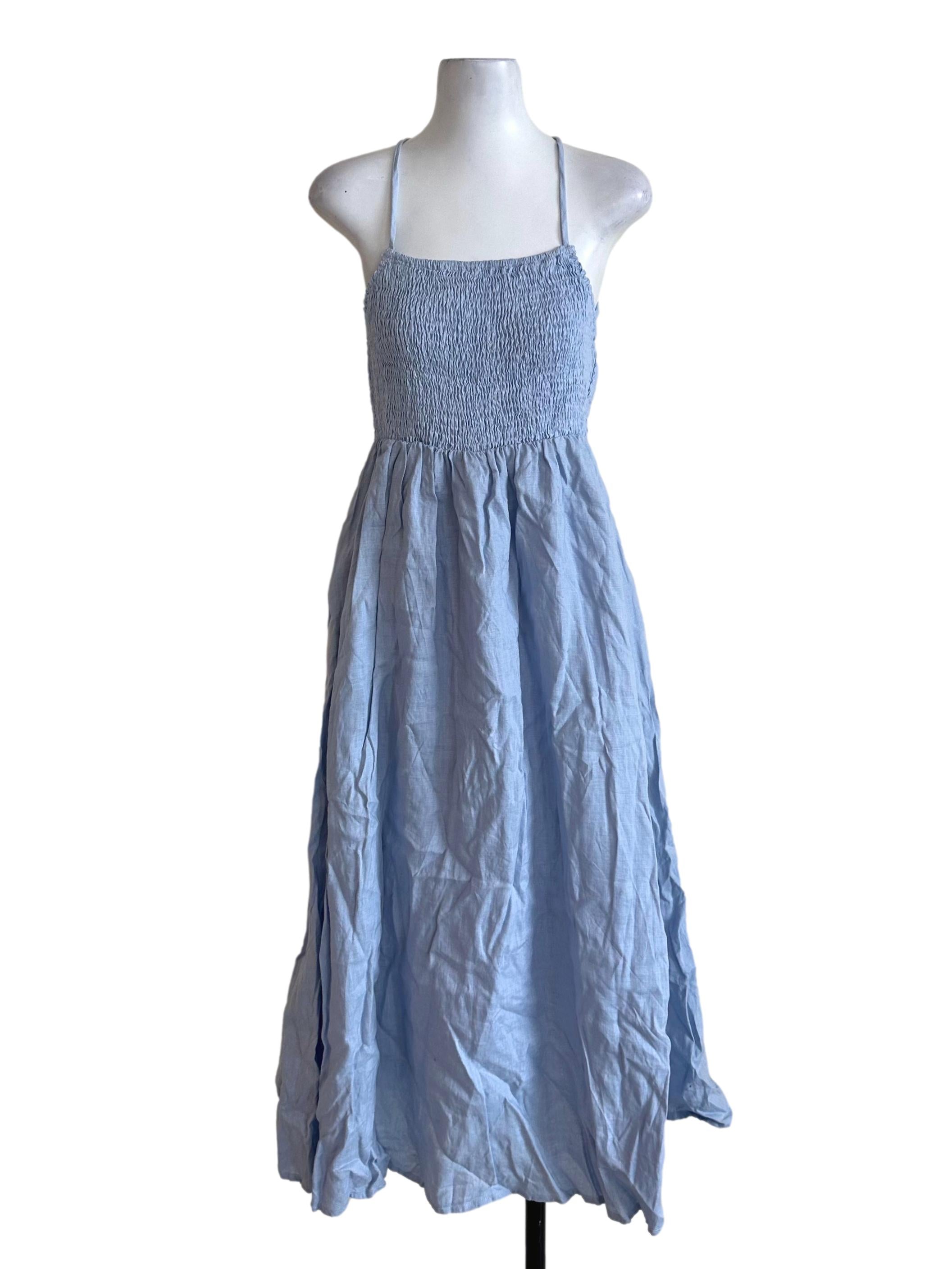 Sky Blue Back Overlap Strap Dress TEM