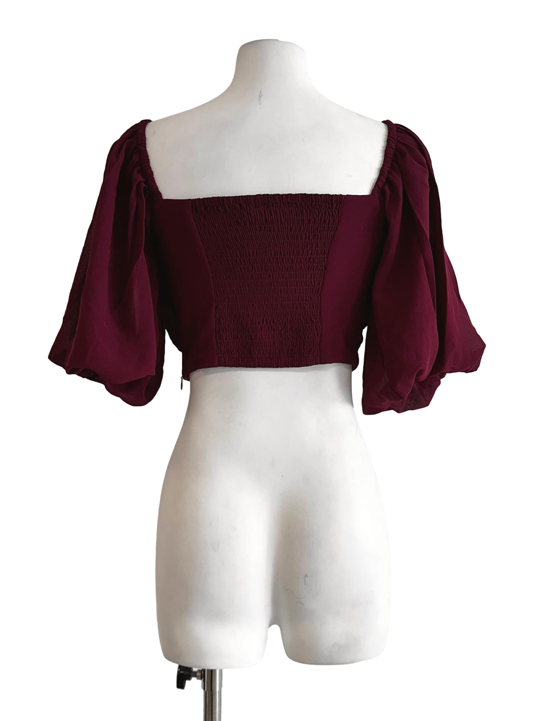 Blood Red Pleated Crop Top