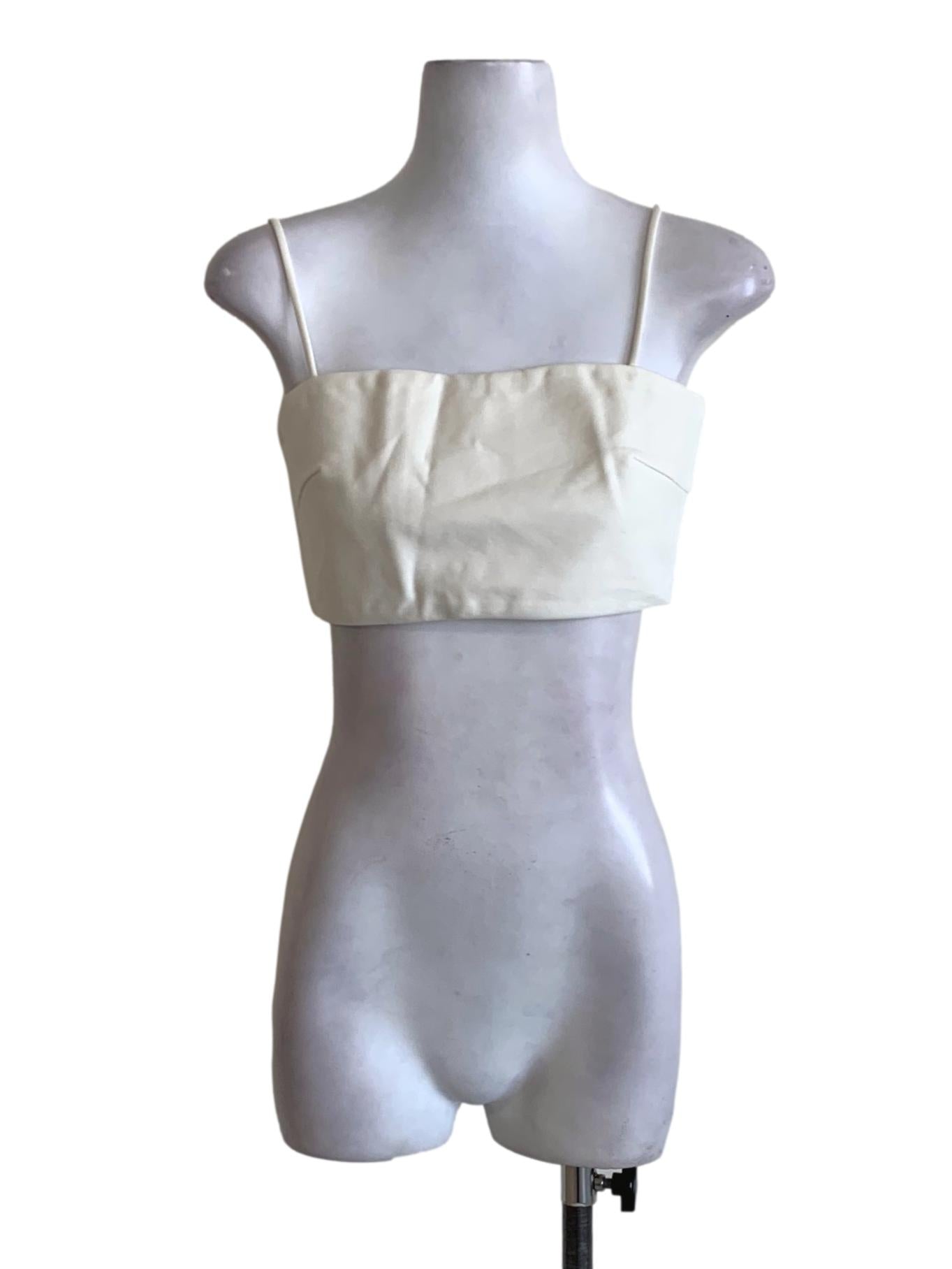 White Spaghetti Strap Cropped Sleeveless Top LB