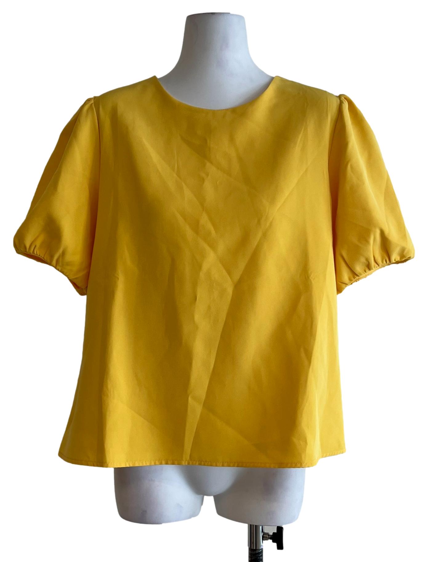 Canary Yellow Jewel Neckline Blouse