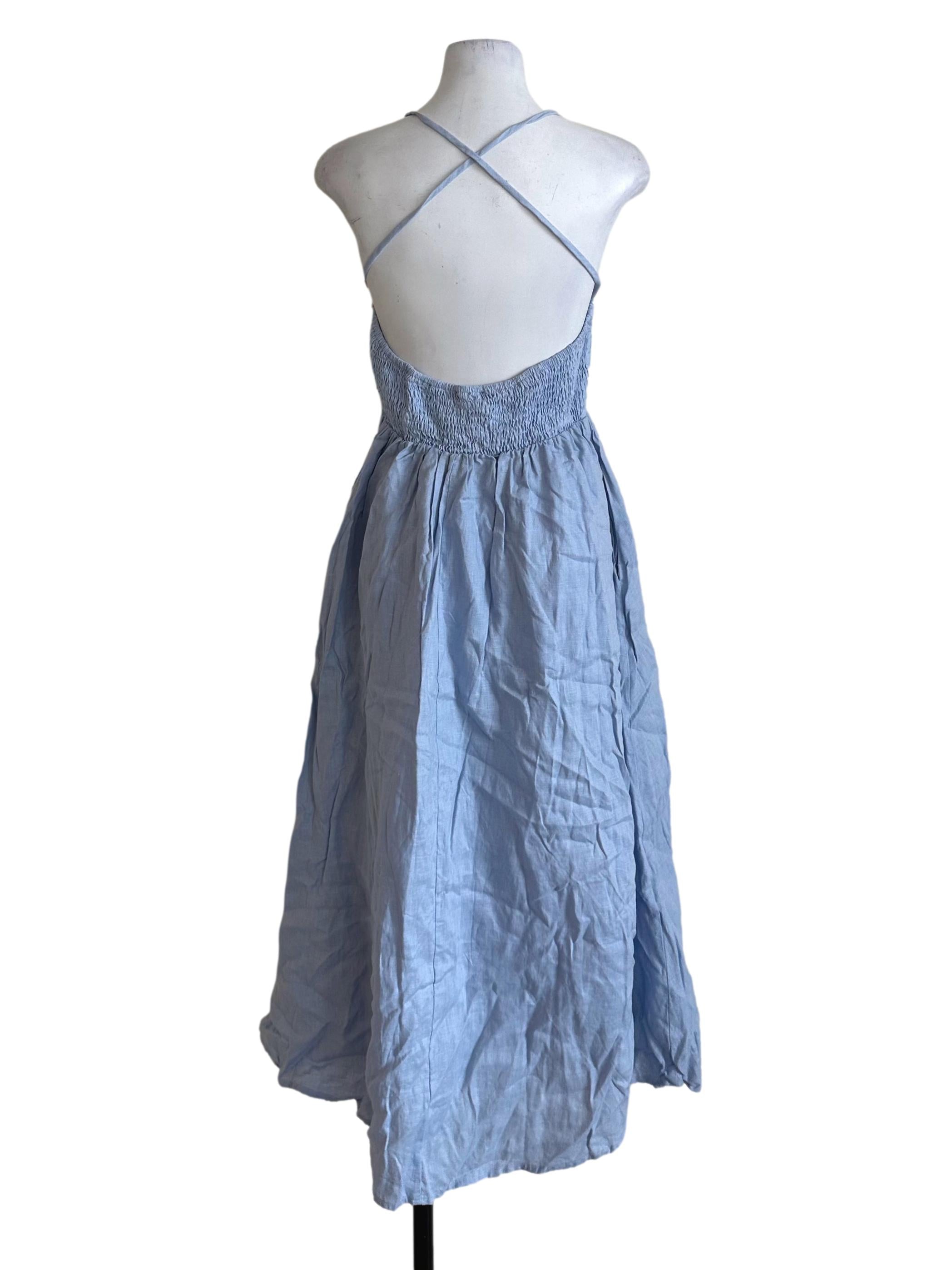 Sky Blue Back Overlap Strap Dress TEM