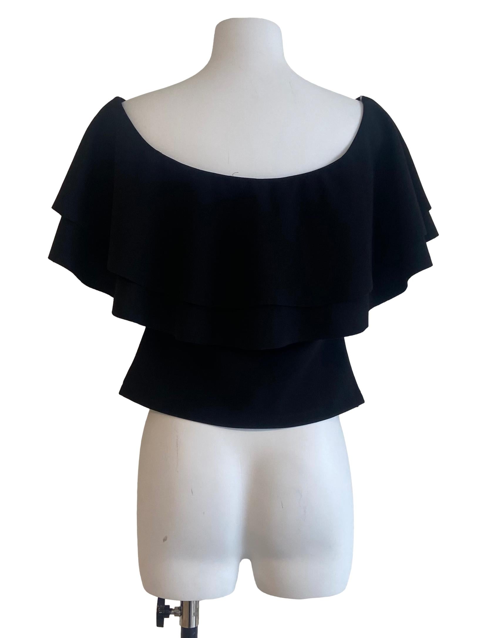 Black Ruffled Off Shoulder Top