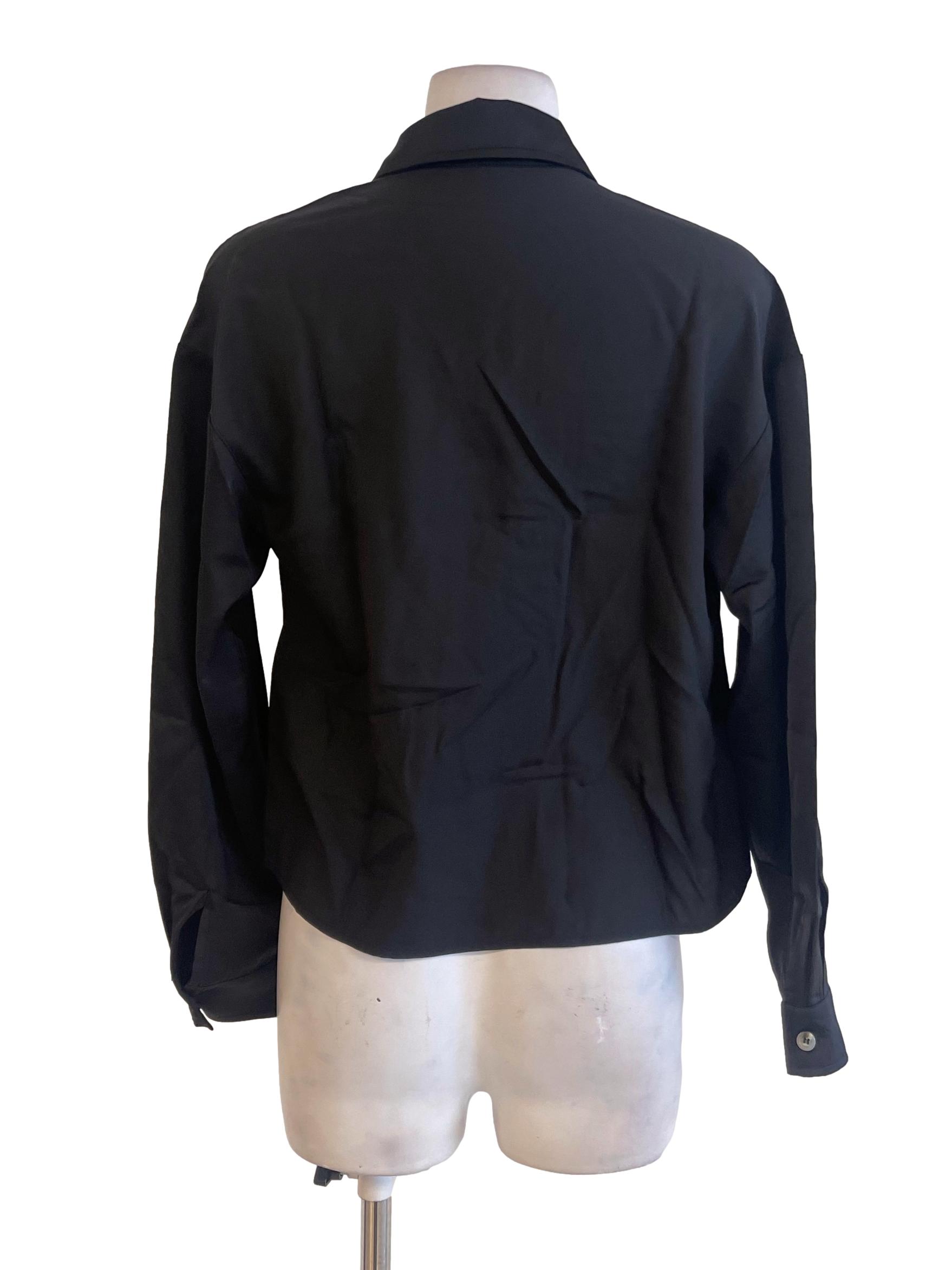 Black Satin Western Crop Shirt