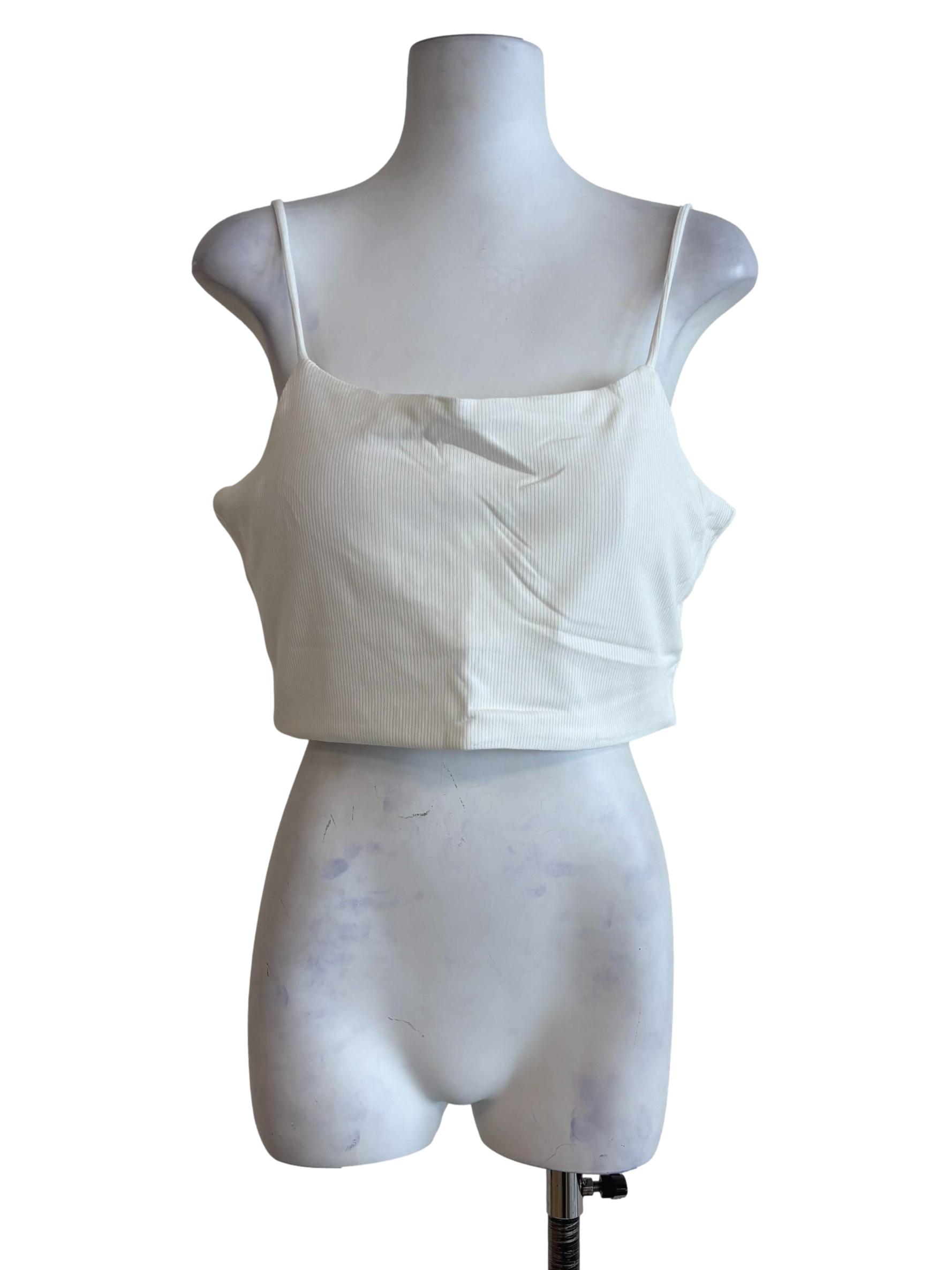 White Conan Ribbed Padded Spag Top