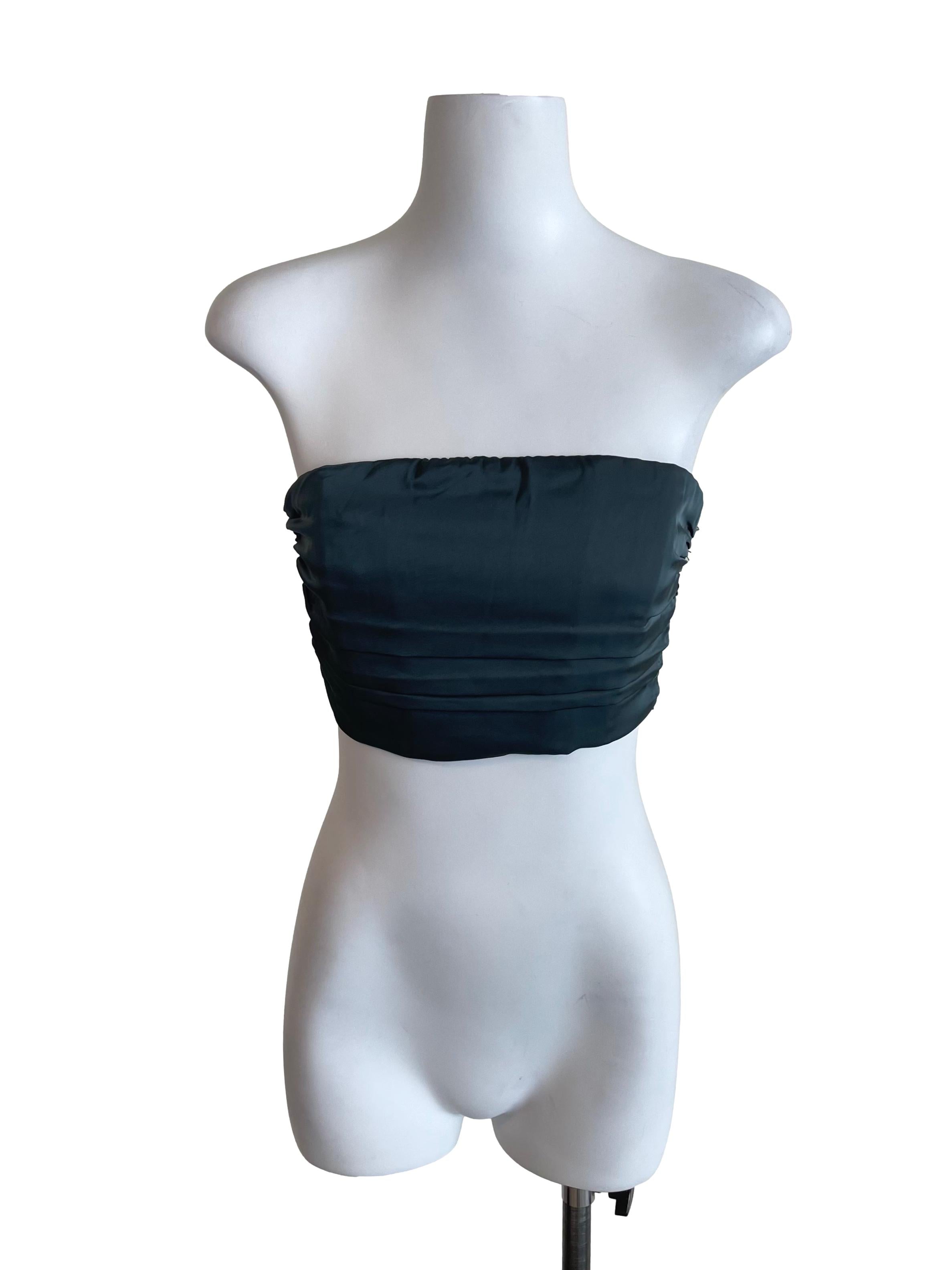 Spruce Draped Satin Strapless Top