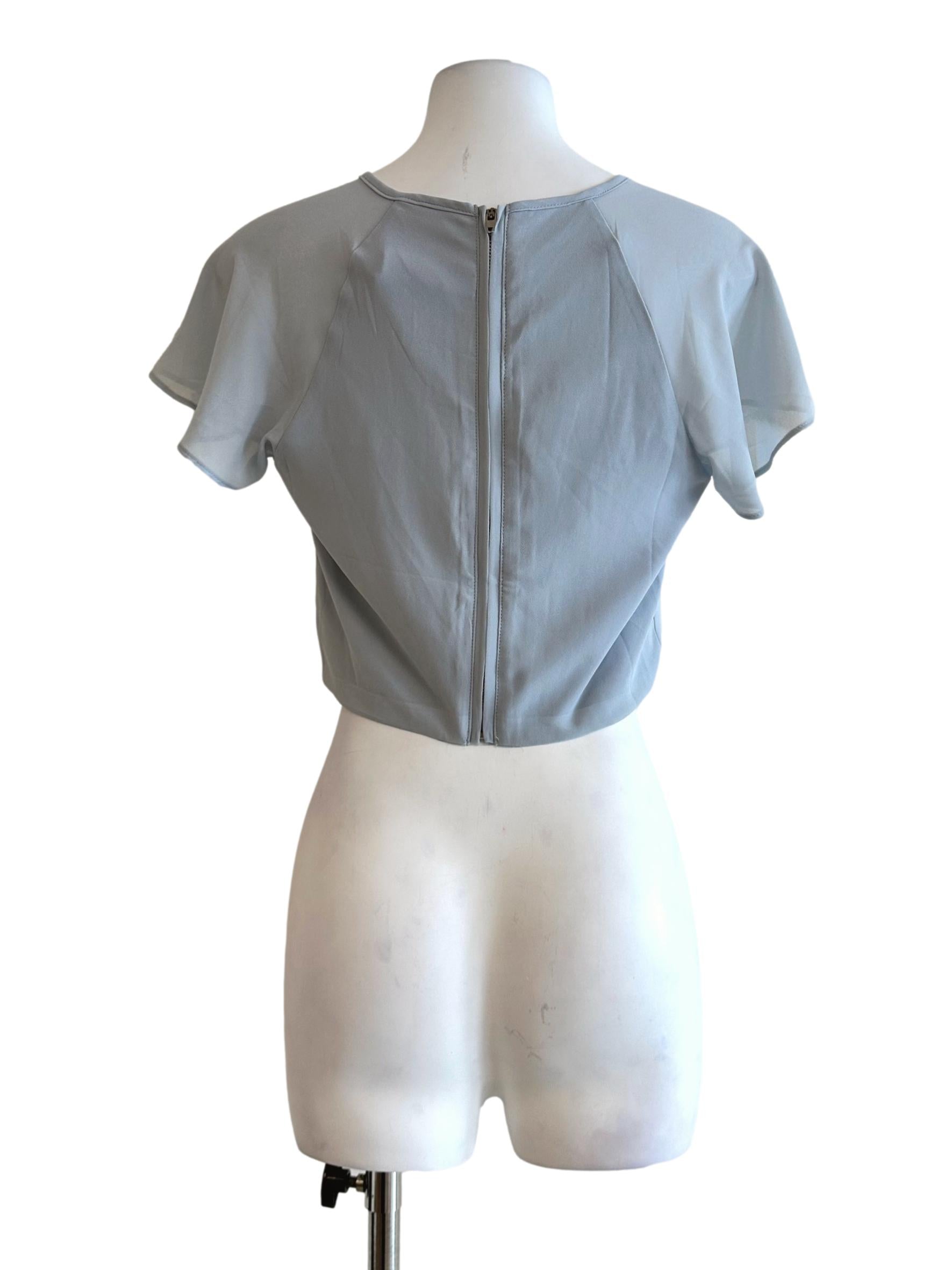 Stone Blue Pleated Top