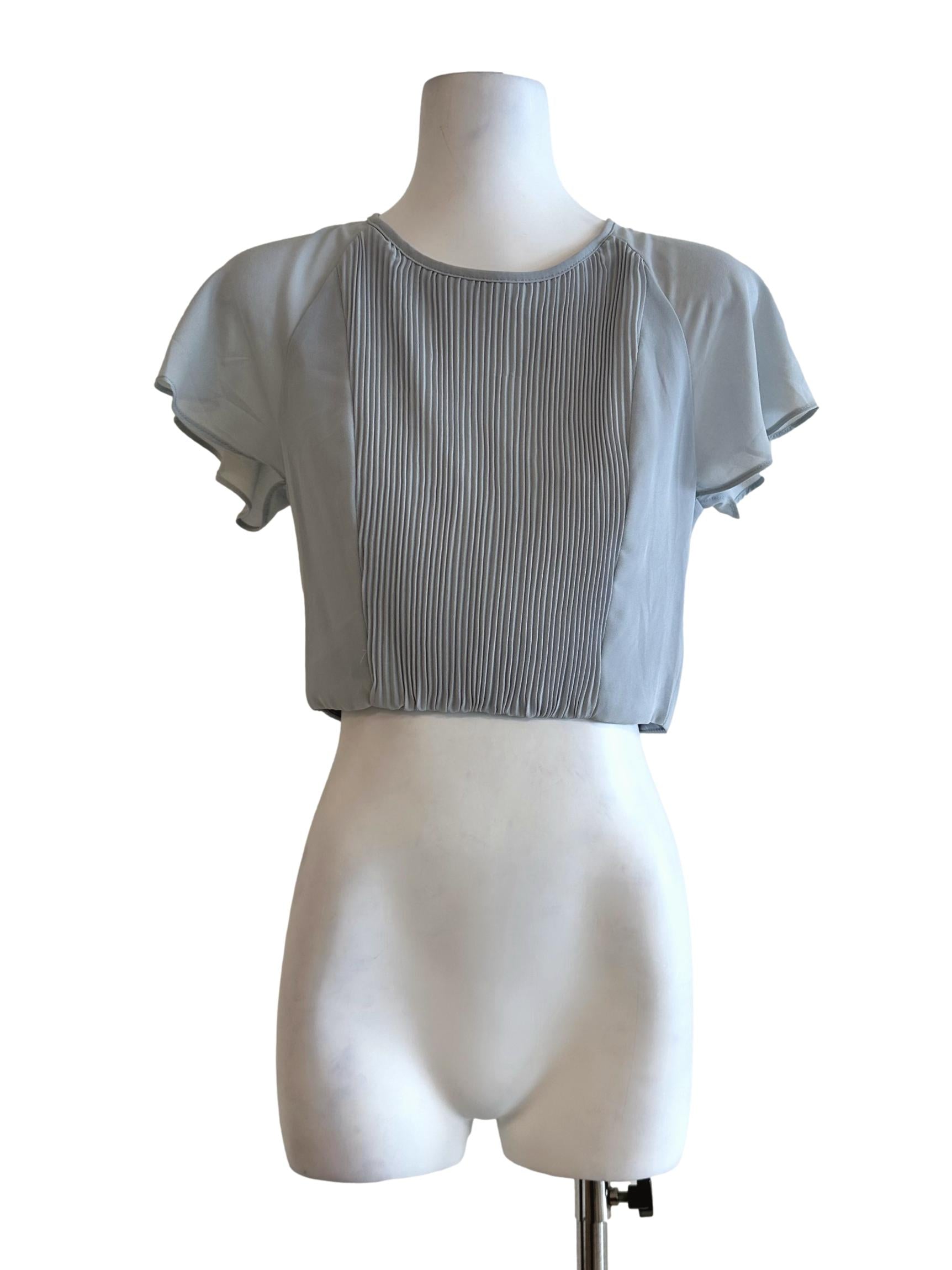Stone Blue Pleated Top