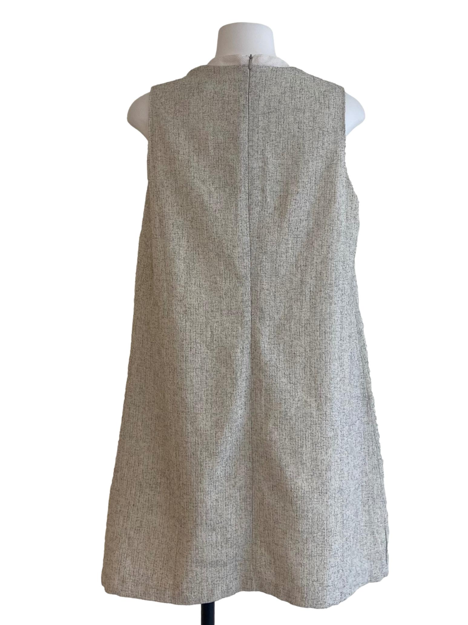 Powder Beige Tweed Shift Dress