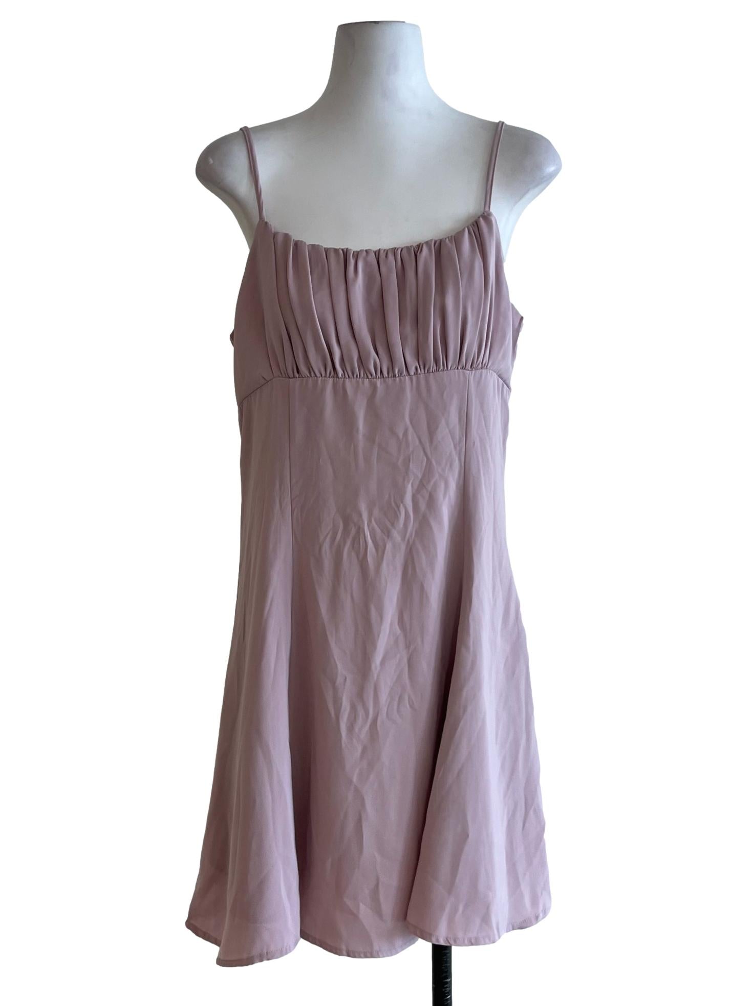 Blush Pink Spaghetti Strap A-Line Dress