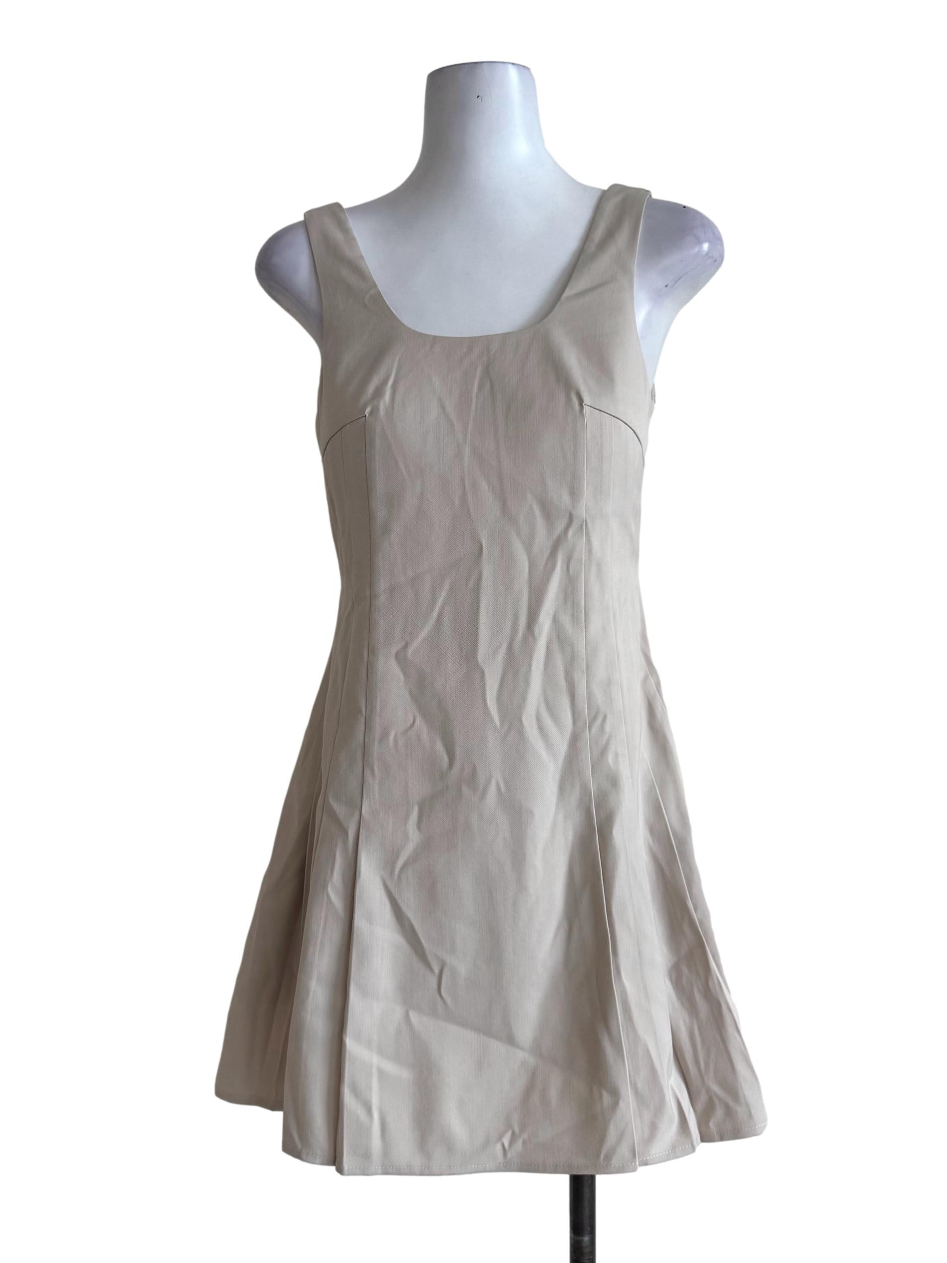 Sand Beige Slim Illusion Sleeveless Dress TCL