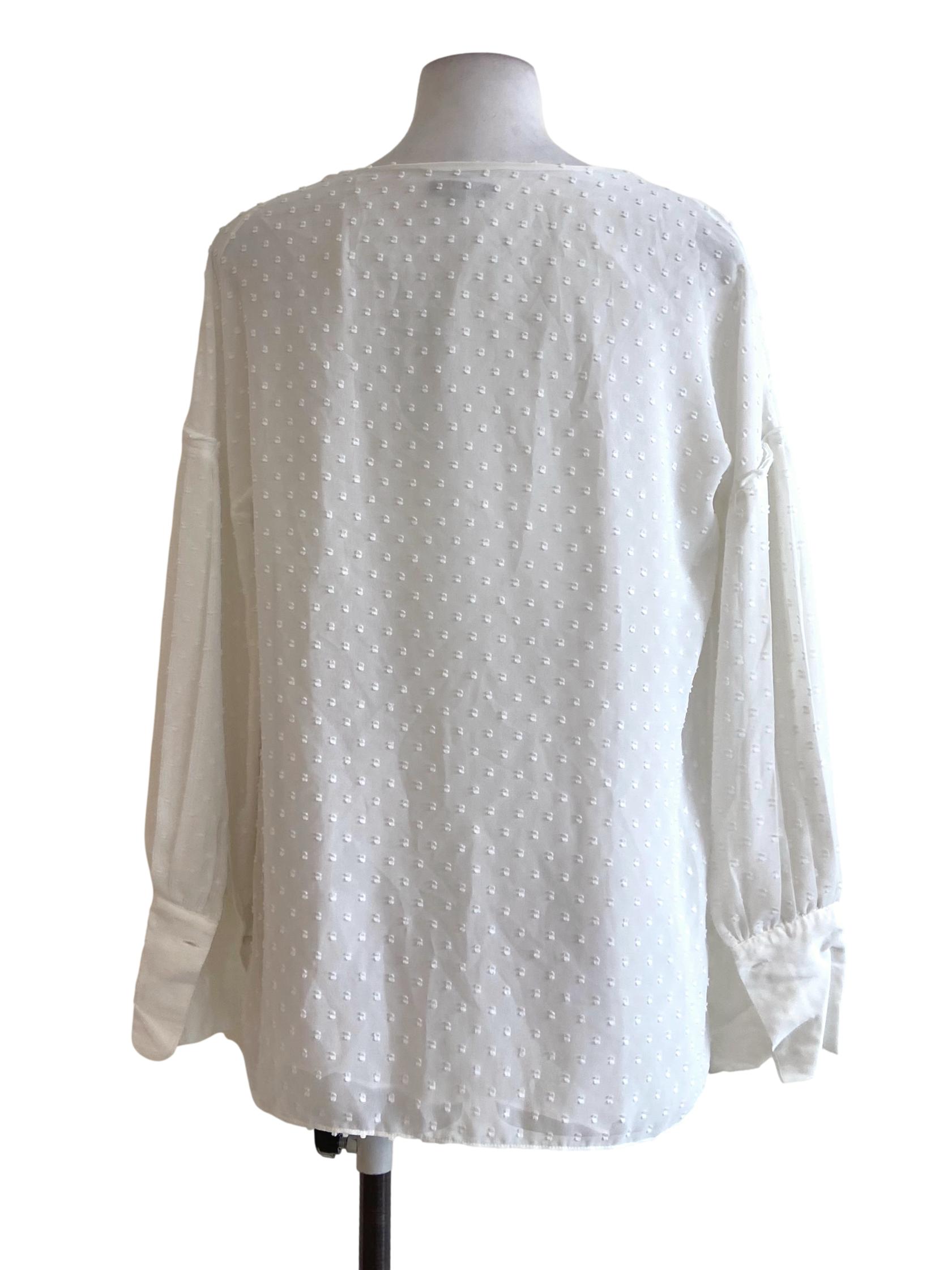 White & Dot V Neck Blouse
