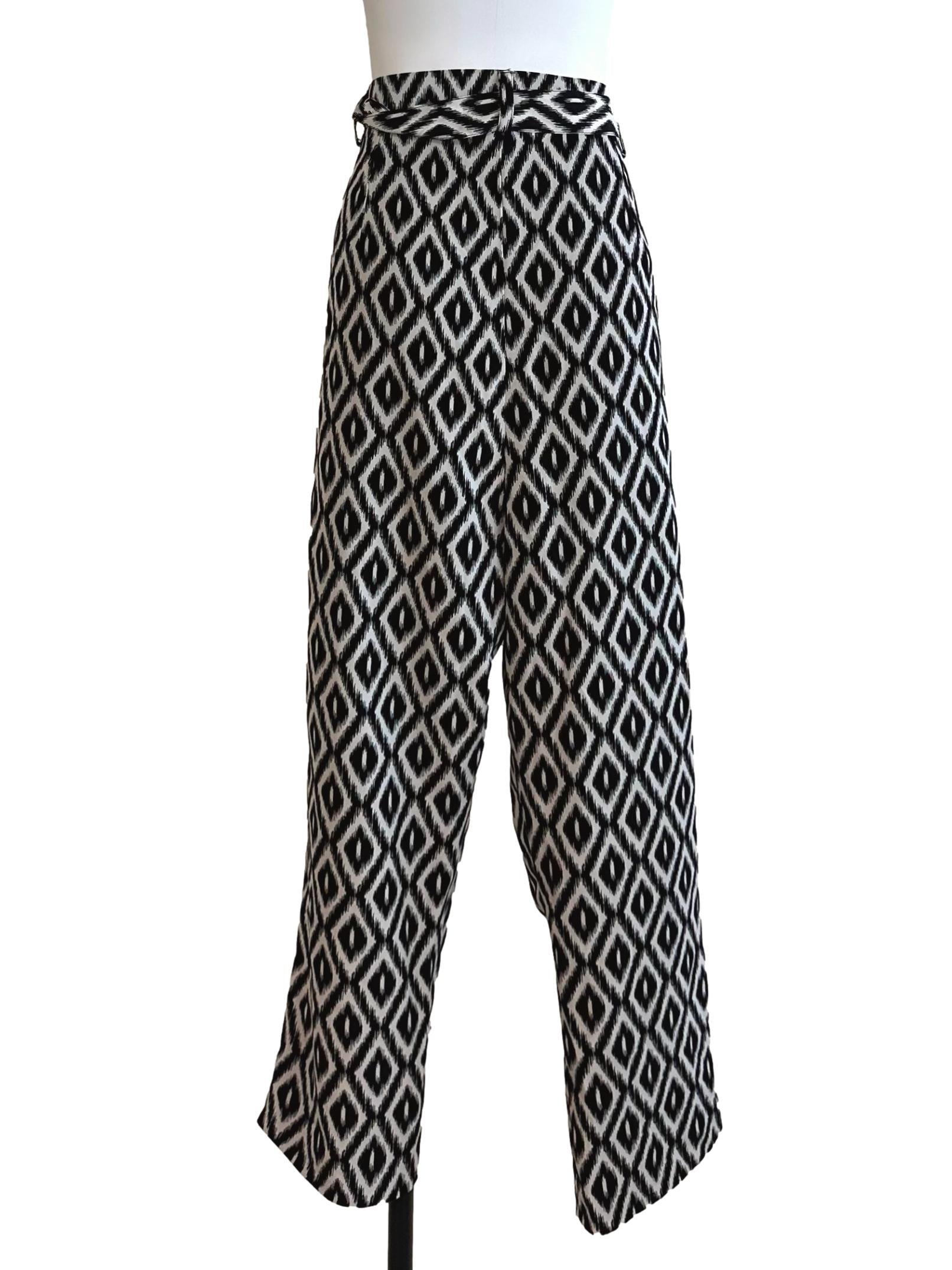 Black White Pattern Strap Pants LB