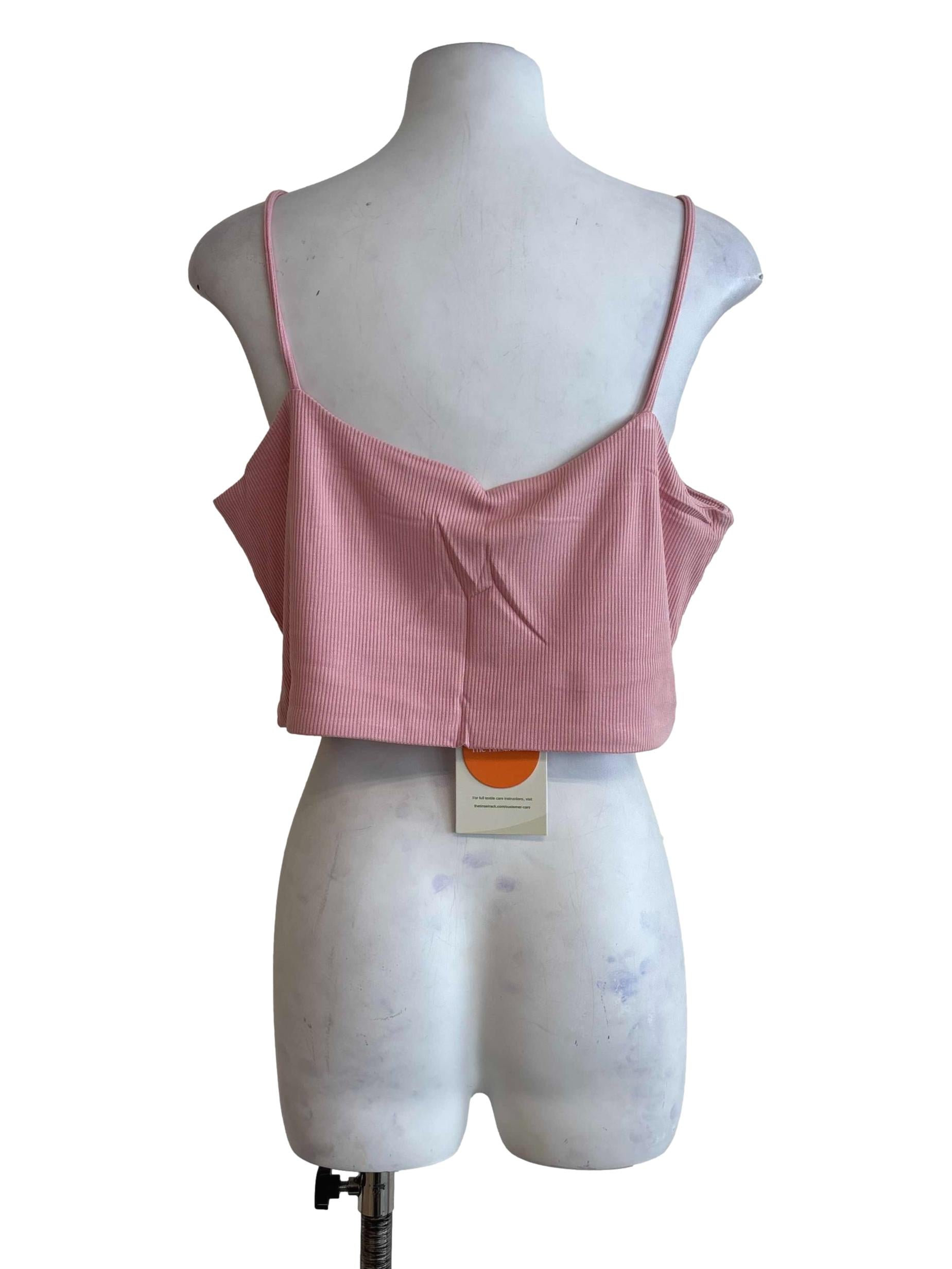 Pink Conan Ribbed Padded Spag Top