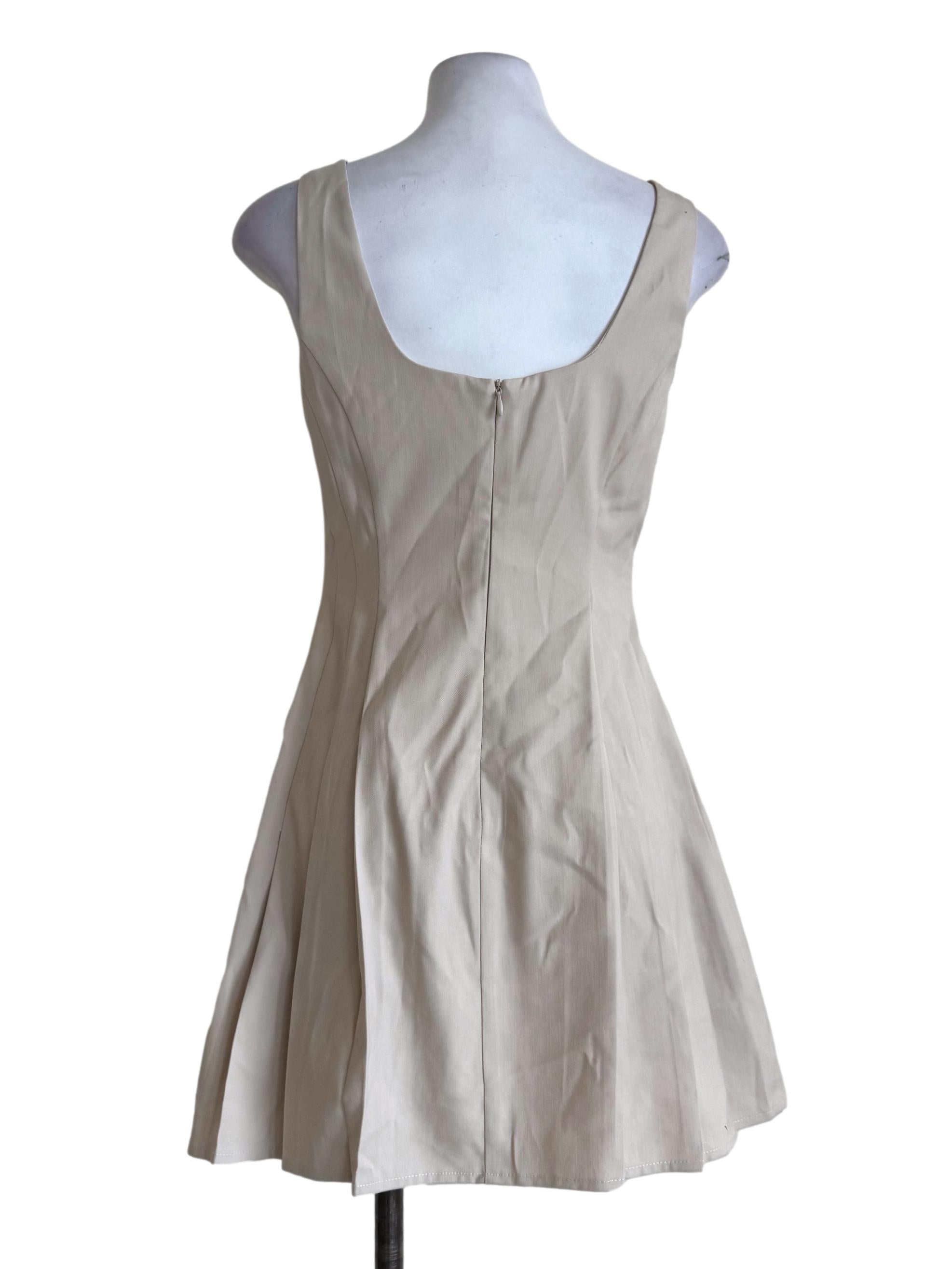 Sand Beige Slim Illusion Sleeveless Dress TCL