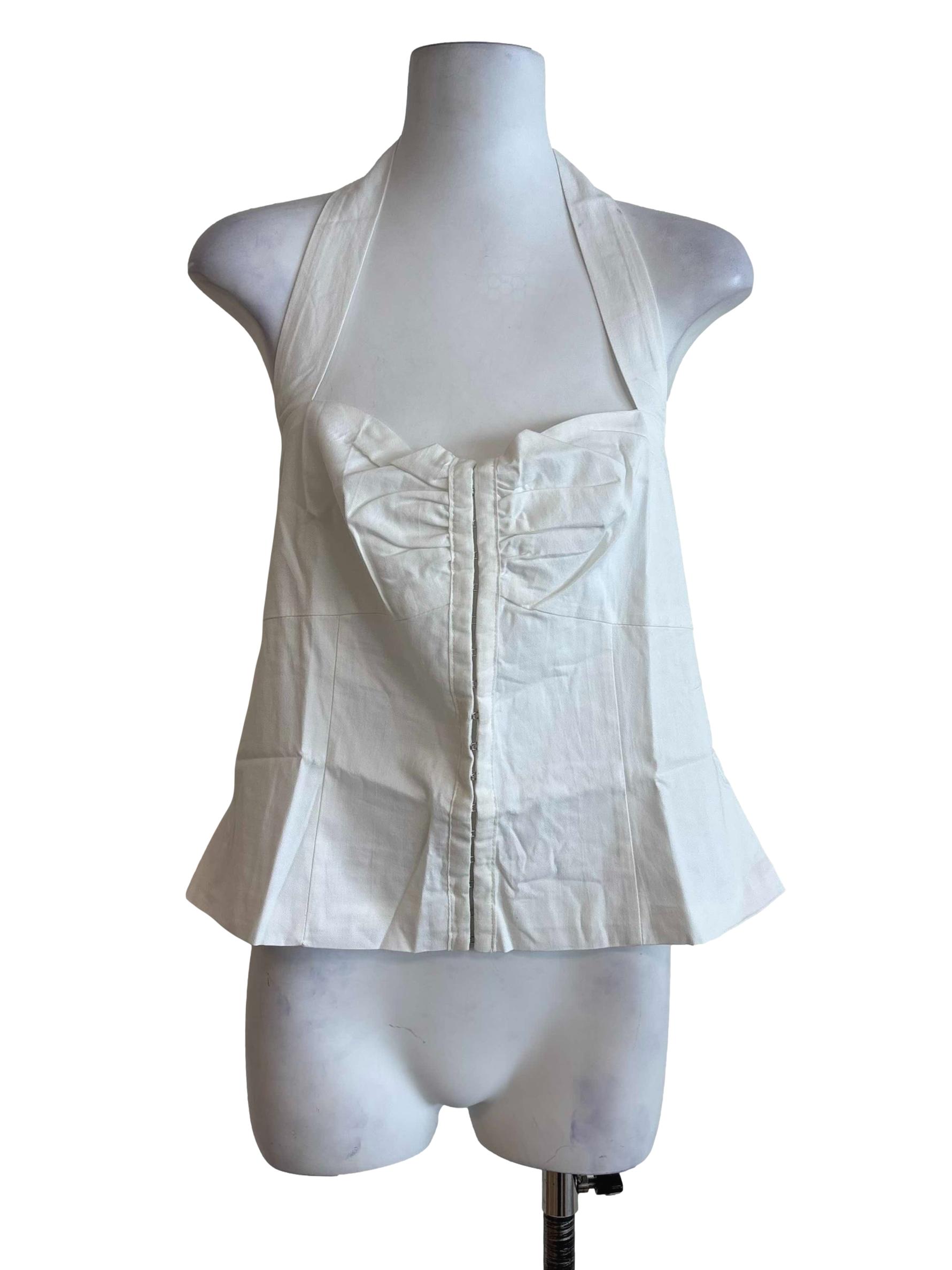 White Jaime Hook Front Halter Top