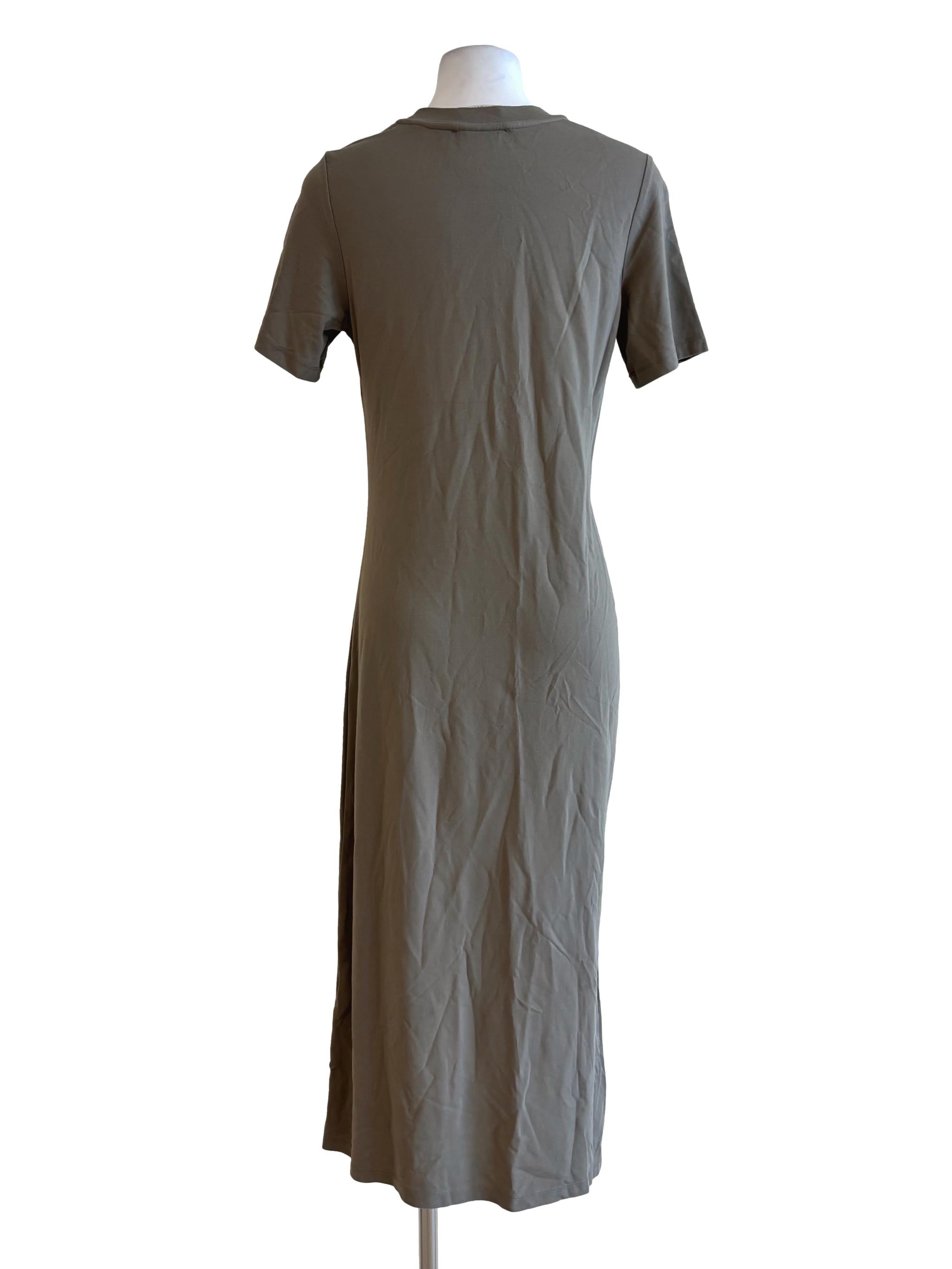 Cement Grey Short Sleeve Ruched Dress LB