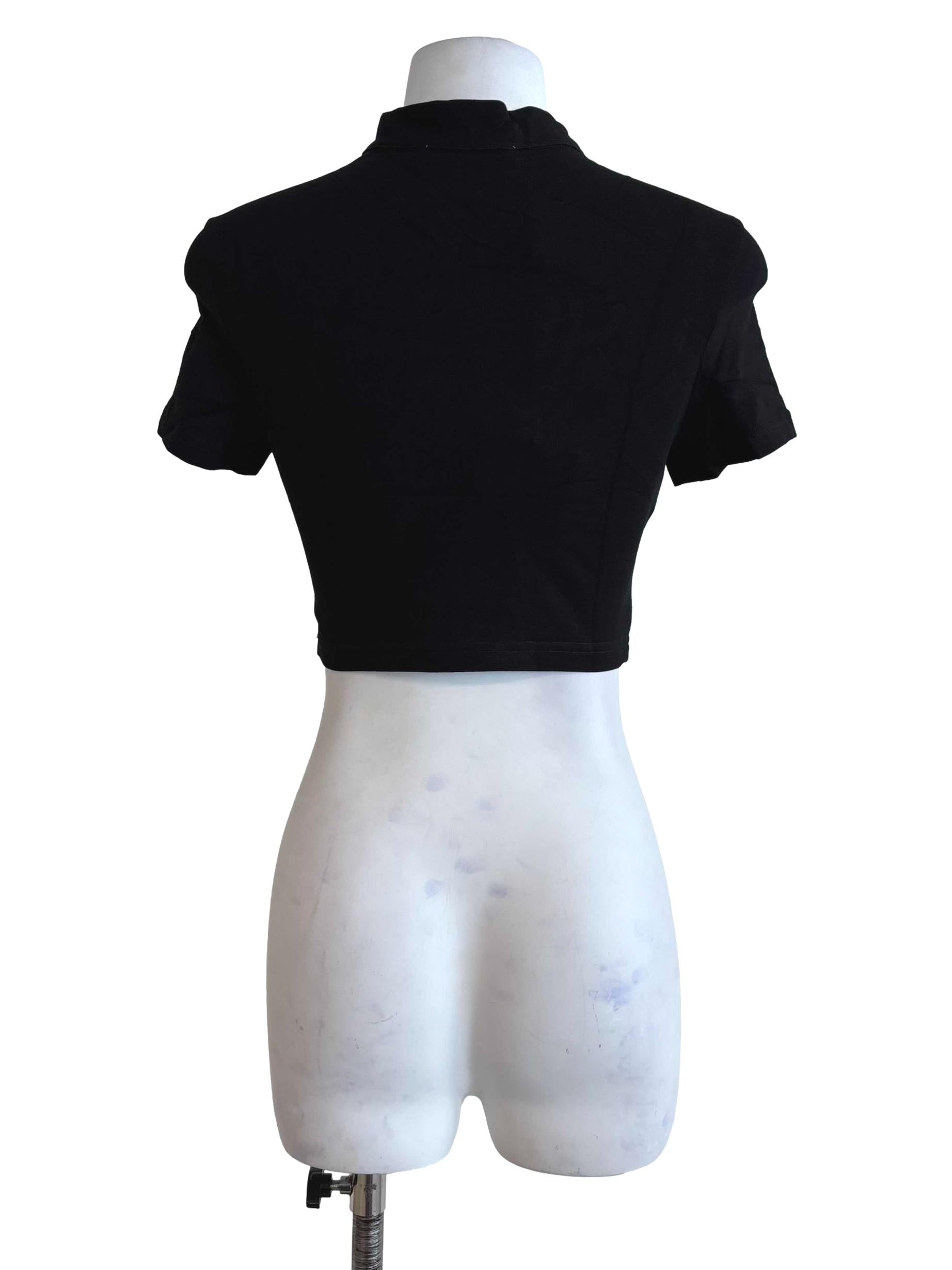 Black Suki Mandarin Collar Crop Top