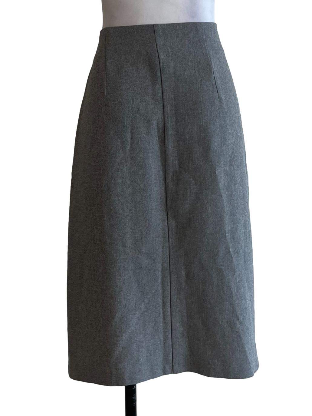 Grey Graph Check Button Skirt