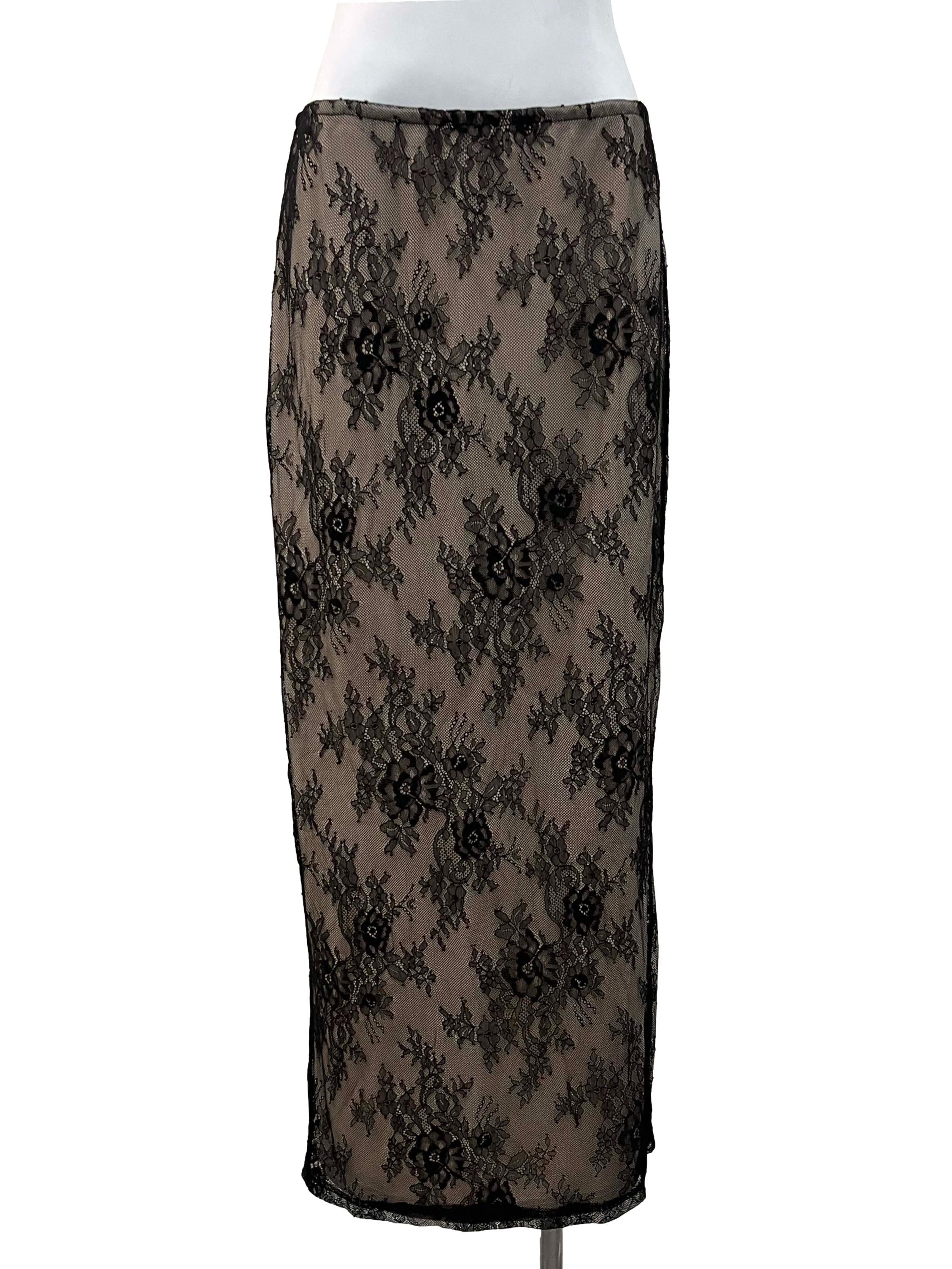 Black Nude Lace Skirt