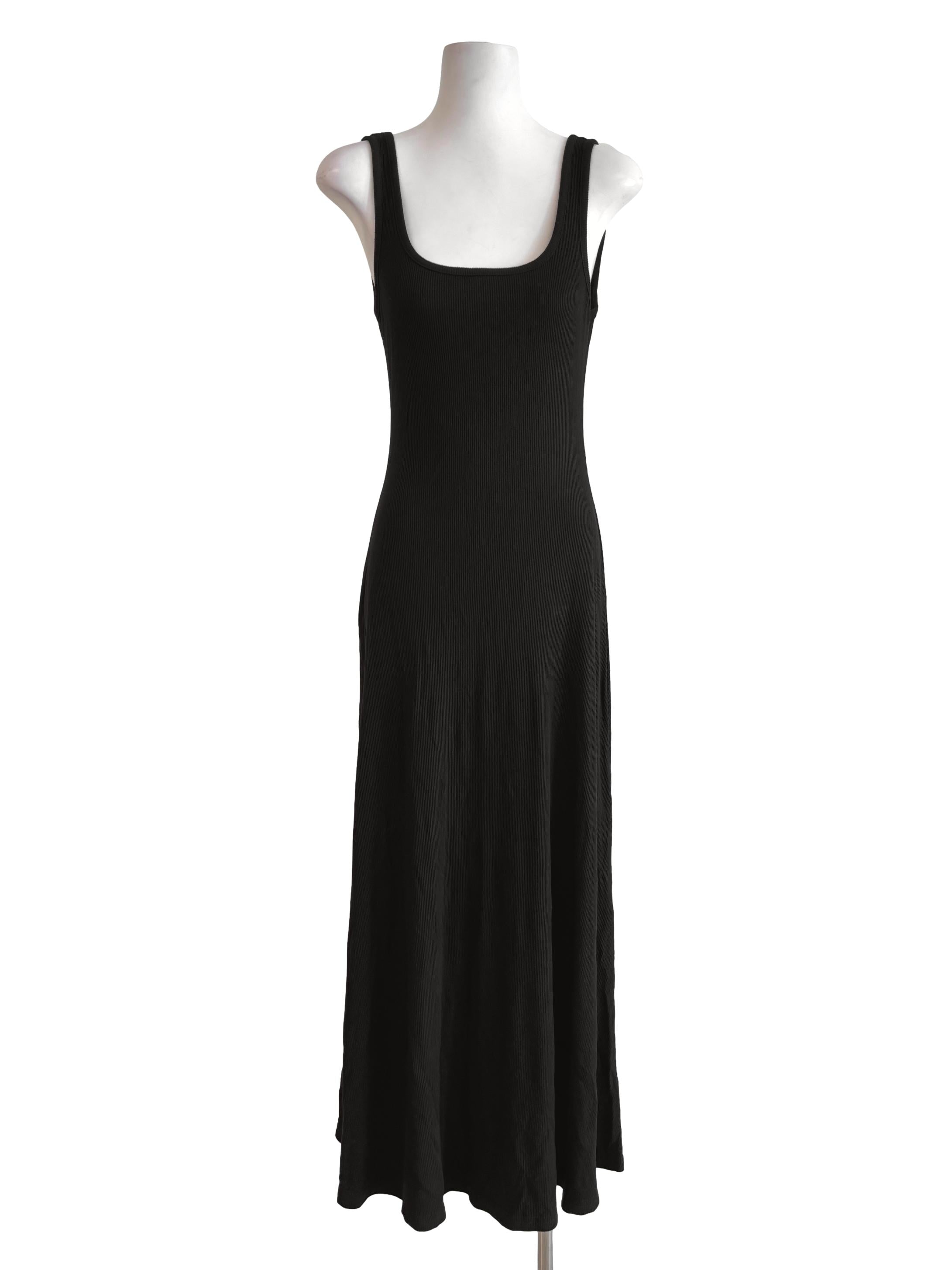 Ink Black Square Neck Ribbed Dress TTR