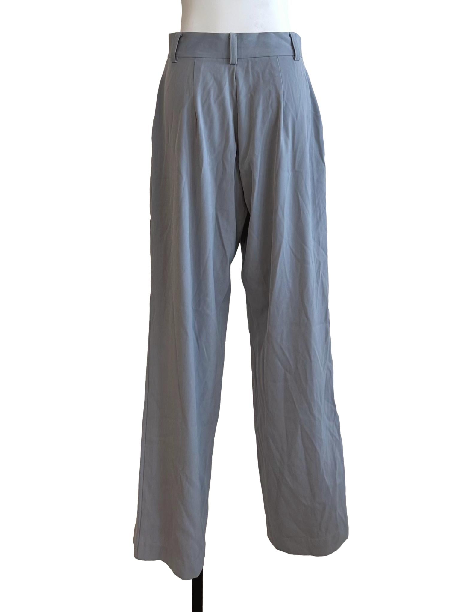 Dusty Blue Formal High Waist Pants TEM