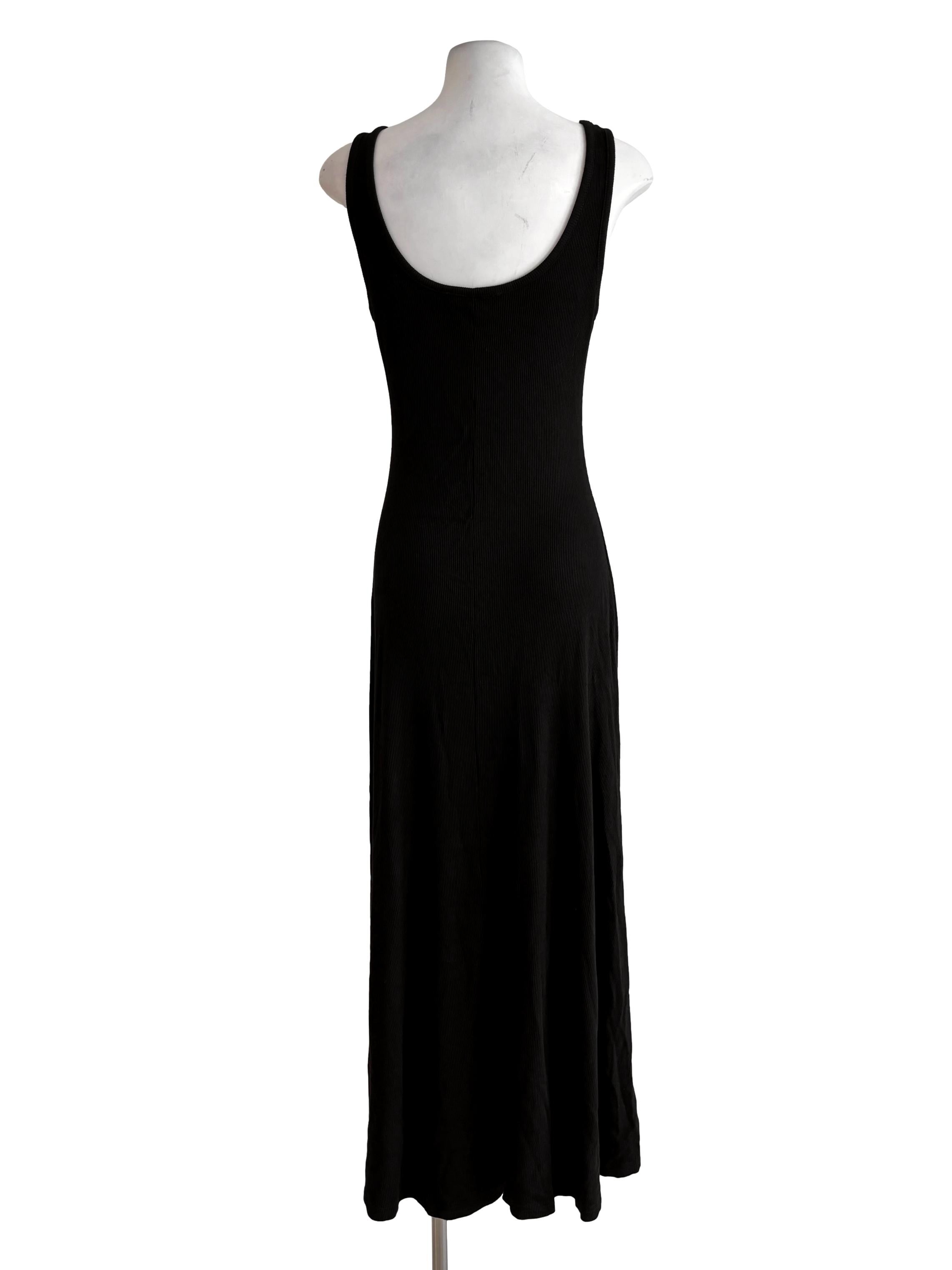 Ink Black Square Neck Ribbed Dress TTR