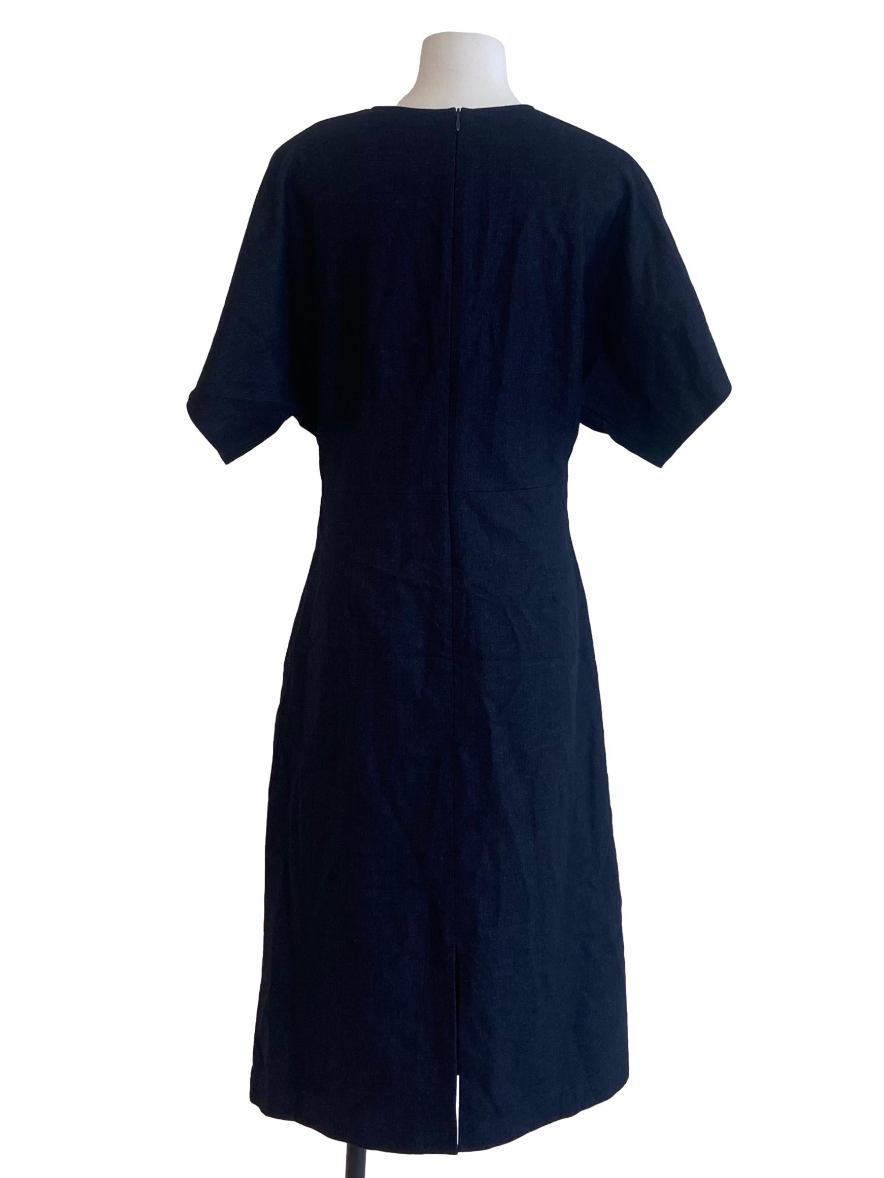 Denim Blue Batwing Sleeve Slit Bodycon Dress