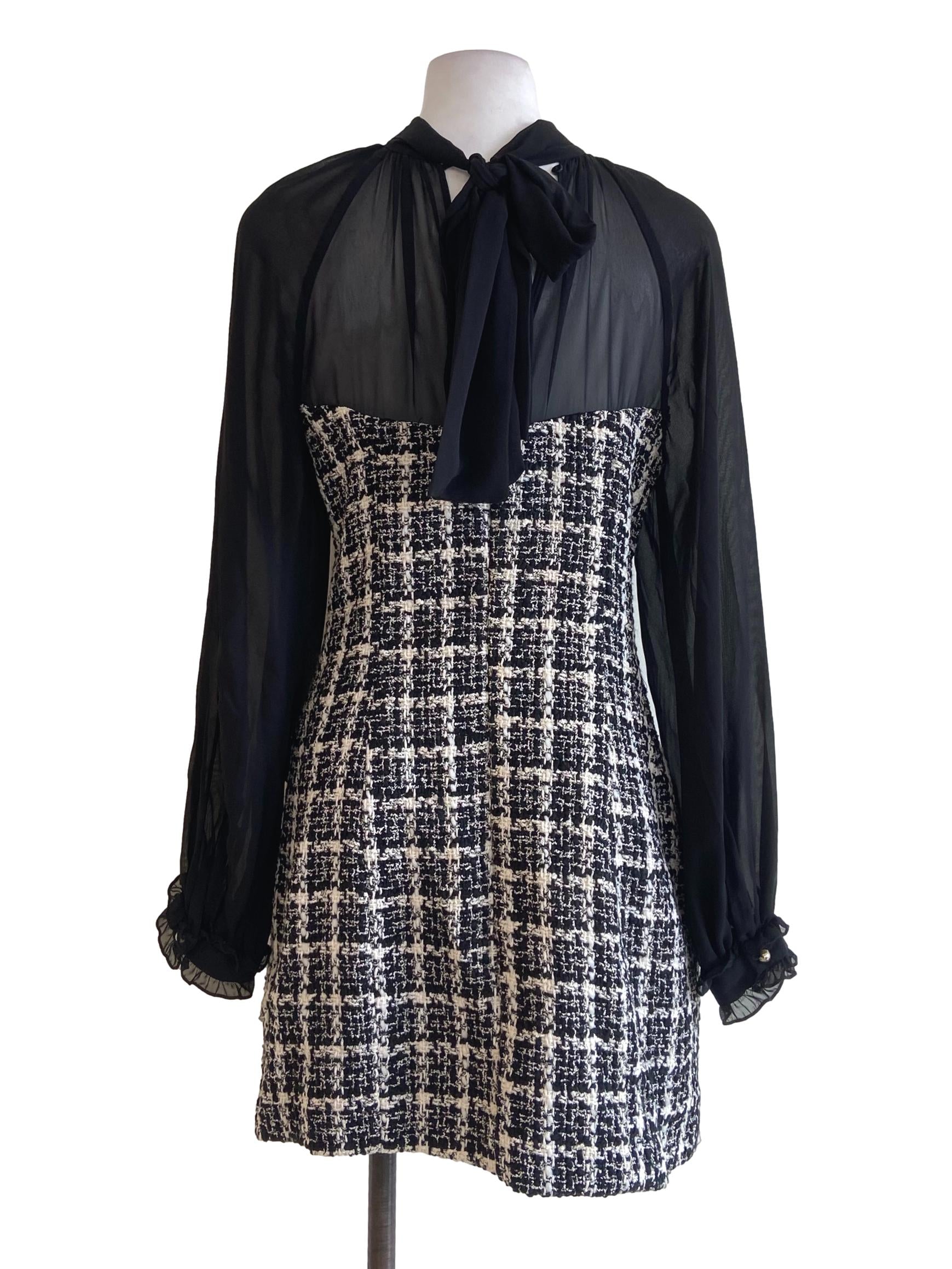 Black & White Tartan Shift Dress