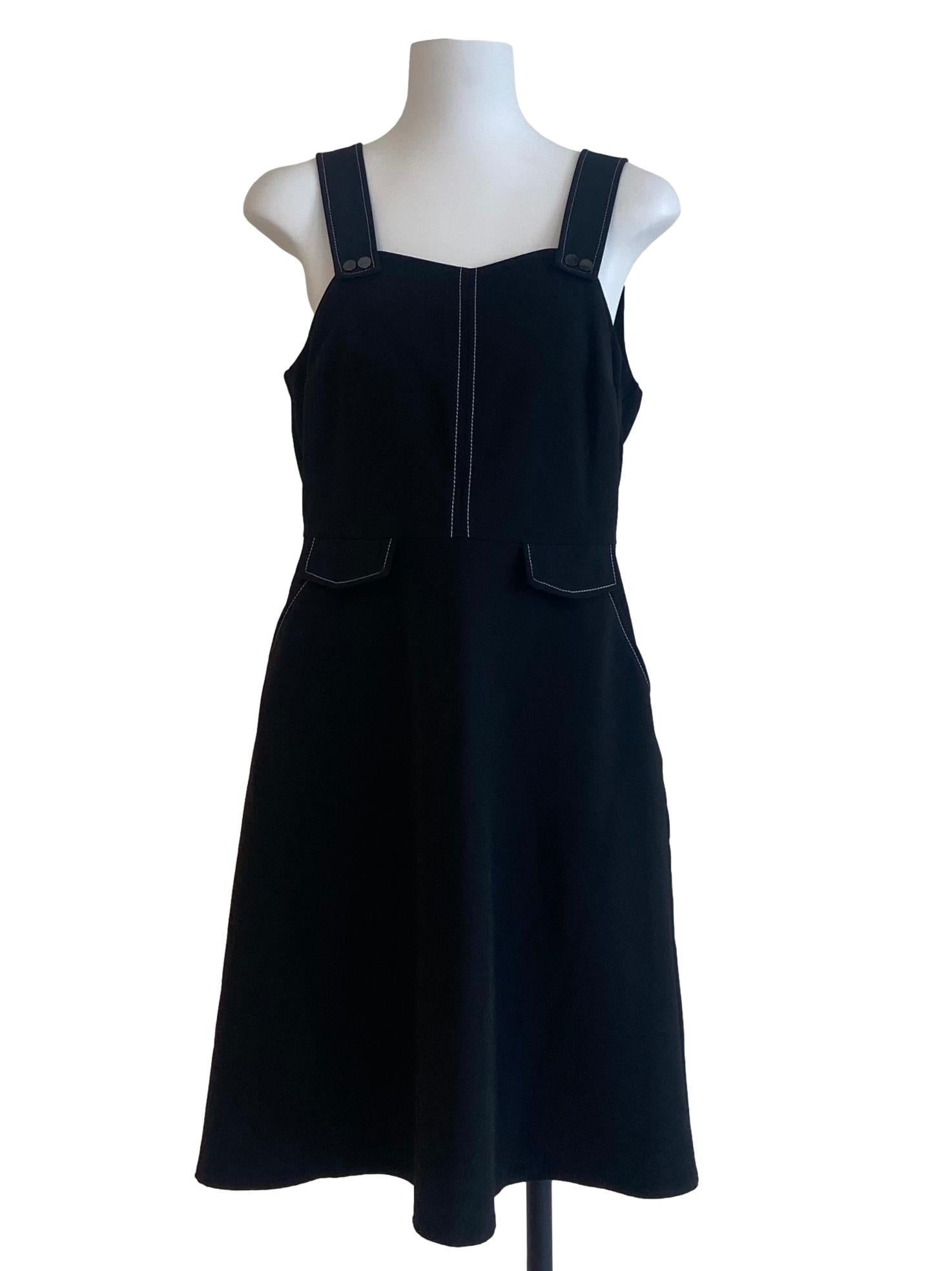 Black & White Line Apron Dress