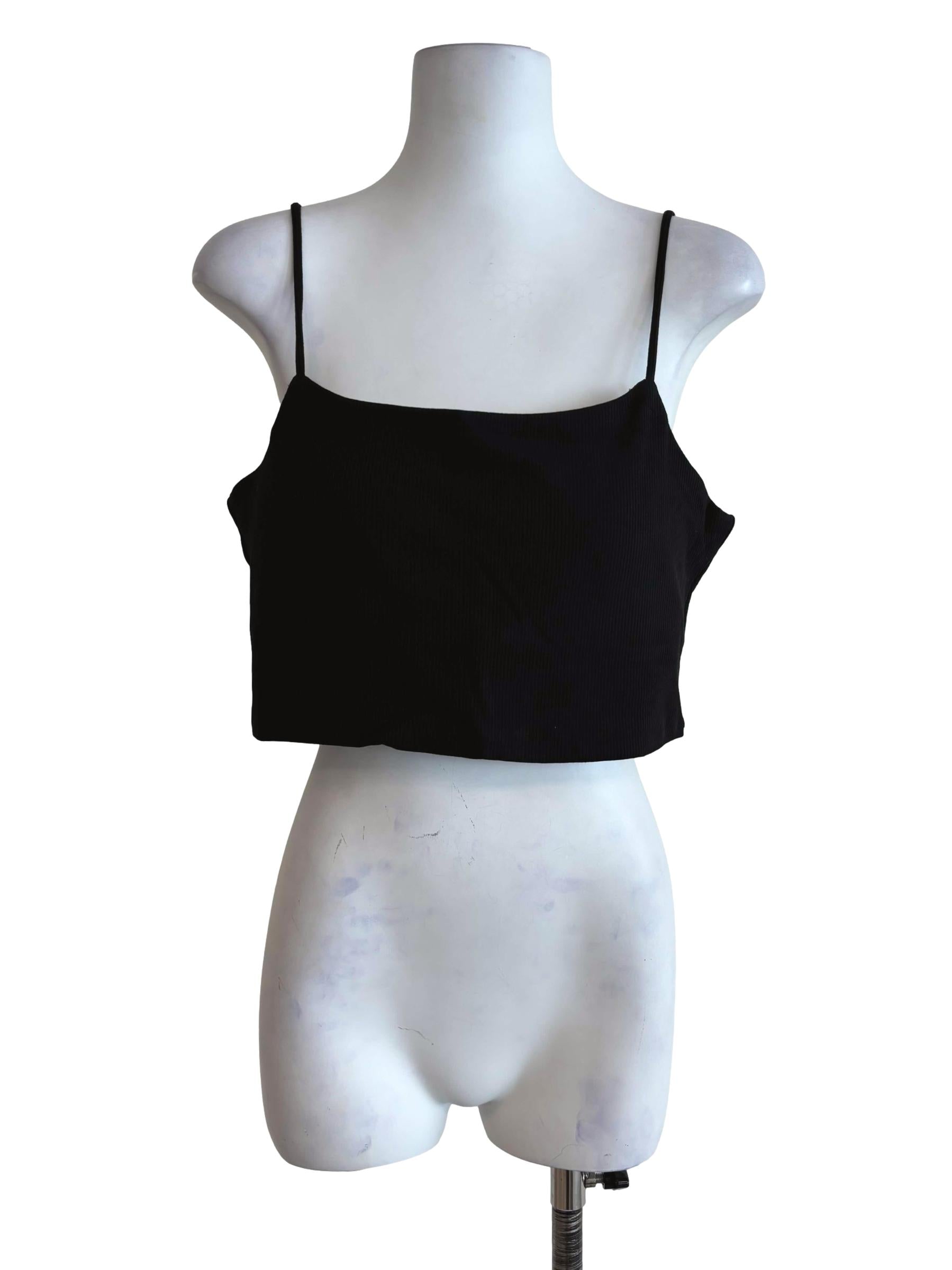 Black Conan Ribbed Padded Spag Top