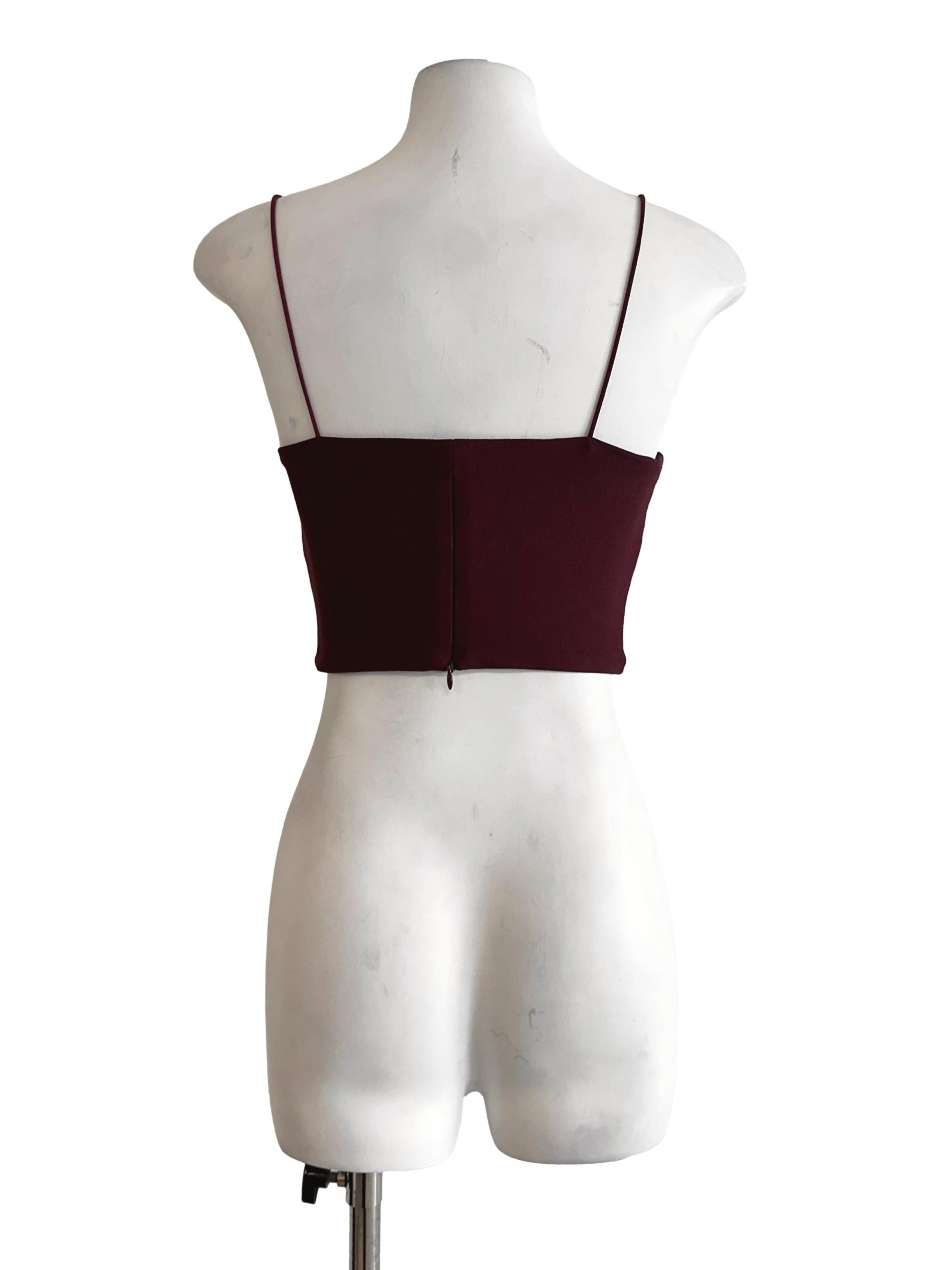 Currant Red Padded Spaghetti Straps Crop Top