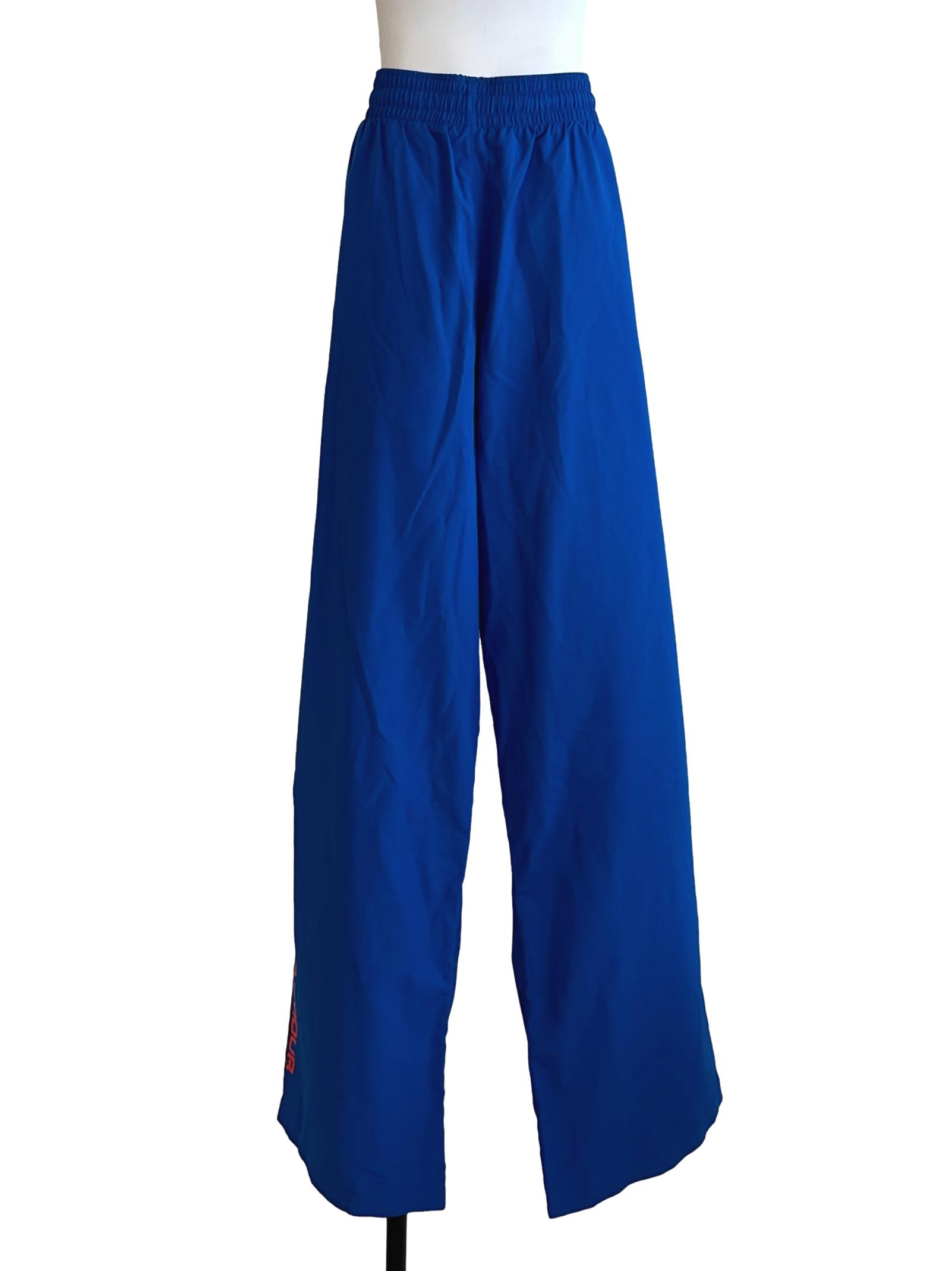 Berry Blue Elastic Waist Straight Pants