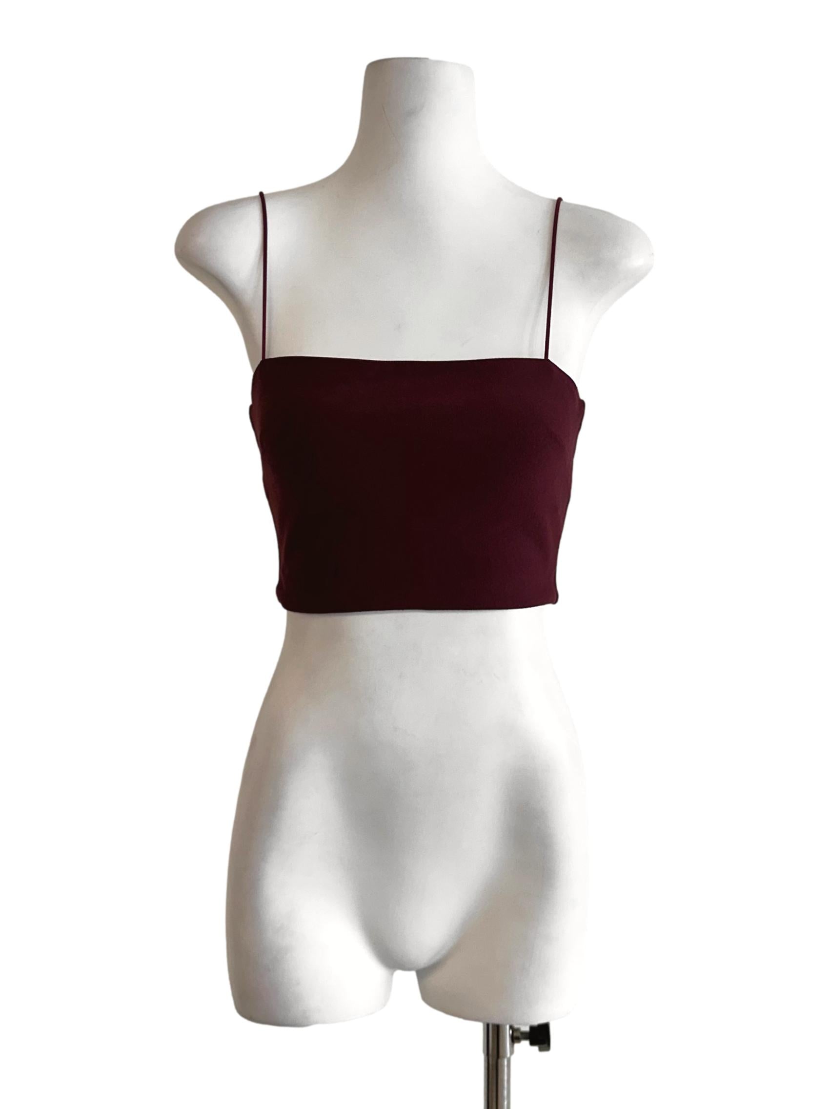 Currant Red Padded Spaghetti Straps Crop Top